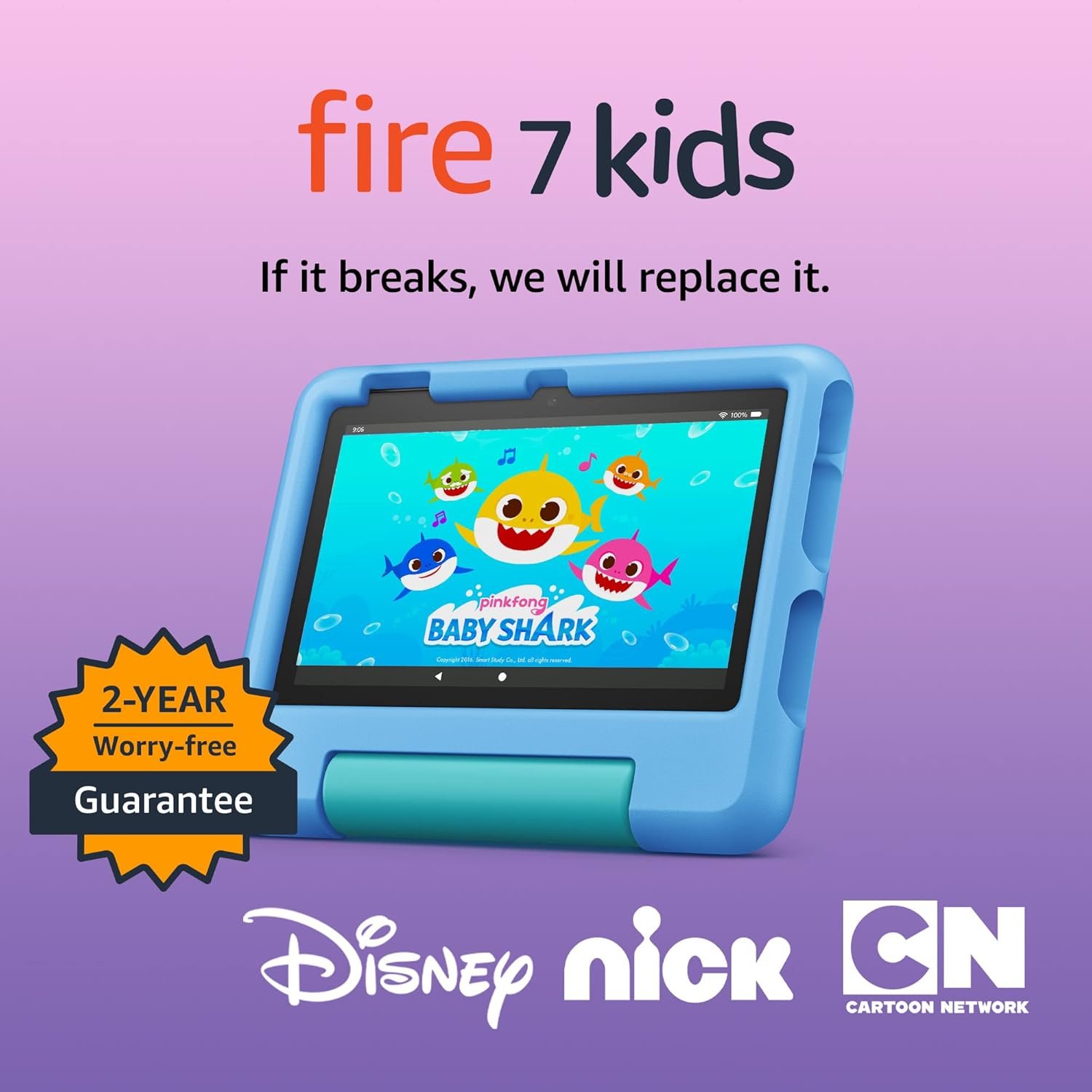 Amazon Fire 7 Kids tablet, ages 3-7. Top-selling 7″ kids tablet on Amazon. Includes ad-free and exclusive content, easy parental controls, 10-hr battery, 16 GB, Blue