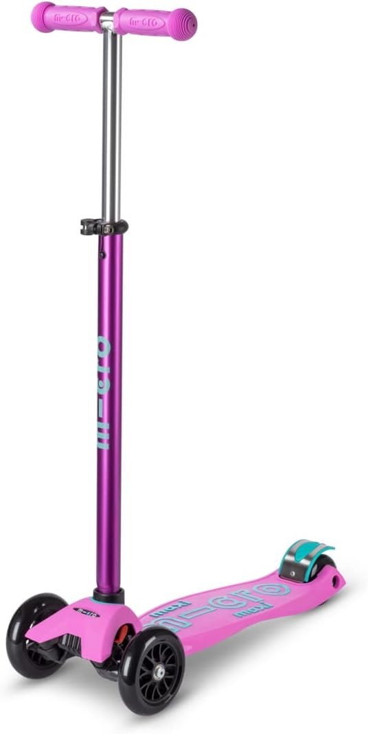 Micro Kickboard | Maxi Kids Scooter for Ages 5-12 | Children up to 110 lbs | 3 Wheel Lean-to-Steer Design | Adjustable T Bar | Smooth Ride PU Wheels | Swiss Design