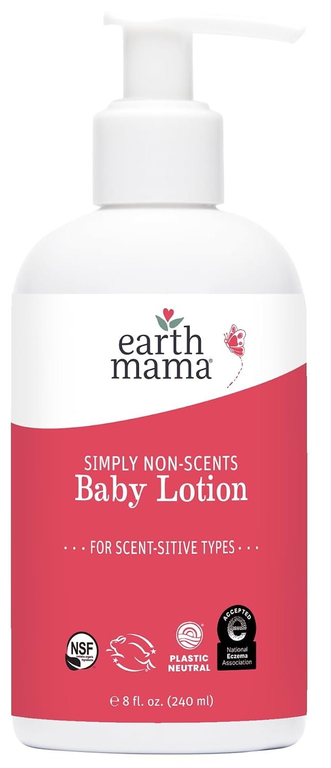 Earth Mama Simply Non-Scents Baby Lotion for Dry Skin – Calendula Cream for Newborn Skin Care – 8 oz – Fragrance Free – Infant Essentials