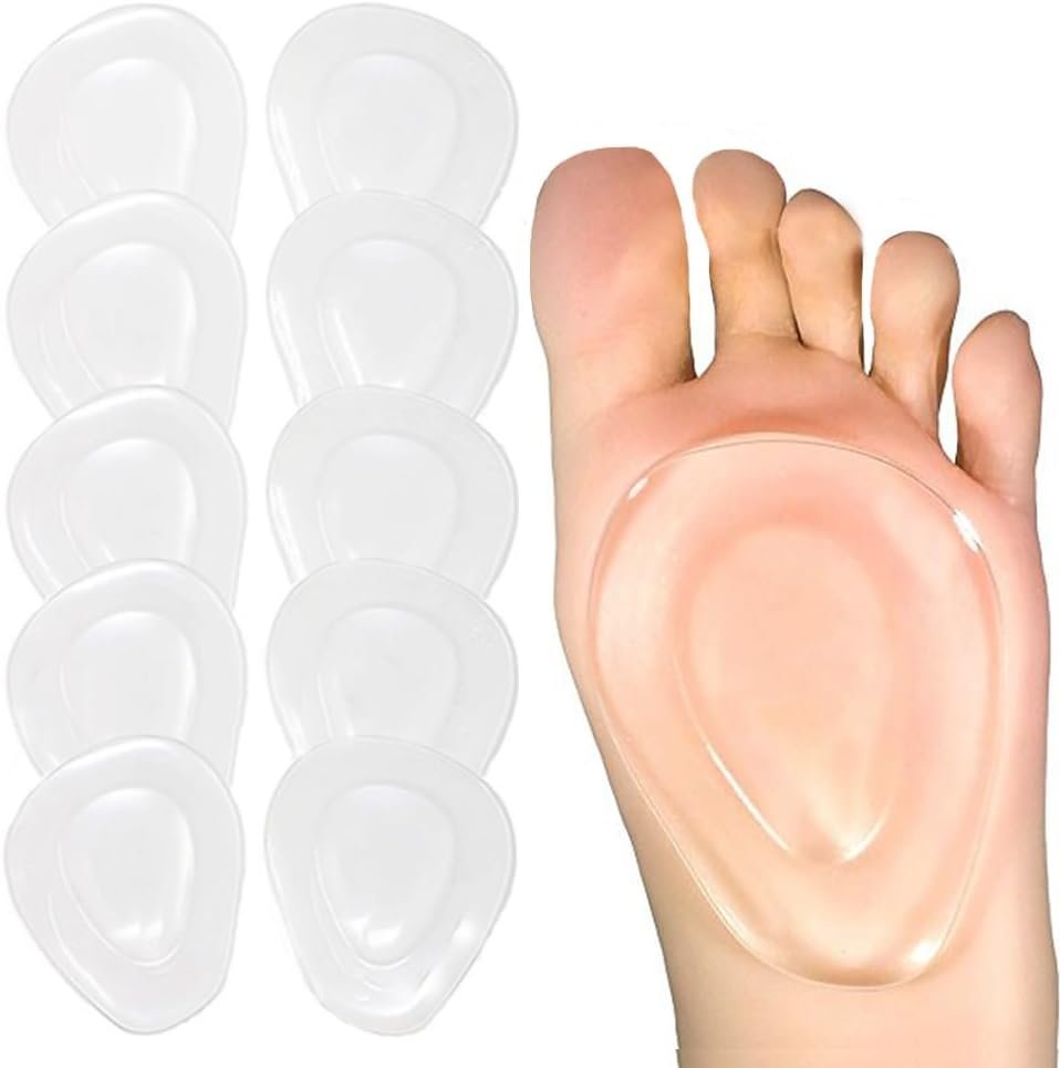 Metatarsal Pads Ball of Foot Cushions Gel Forefoot Pads Adhesive Shoe Inserts for Heels Flats Boots Sneakers Universal Fit for Men Women 5 Pairs (One Size Fits All, Count, 10)