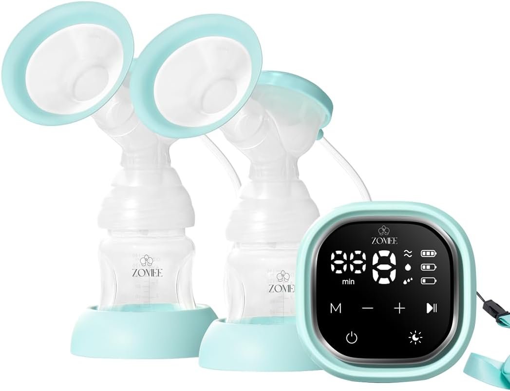 Zomee Z2 Double Electric Breast Pump – with Expression, Massage, and 2-Phase Modes – Hospital Grade Rechargeable, Portable, Hands Free Wearable Breast Pump