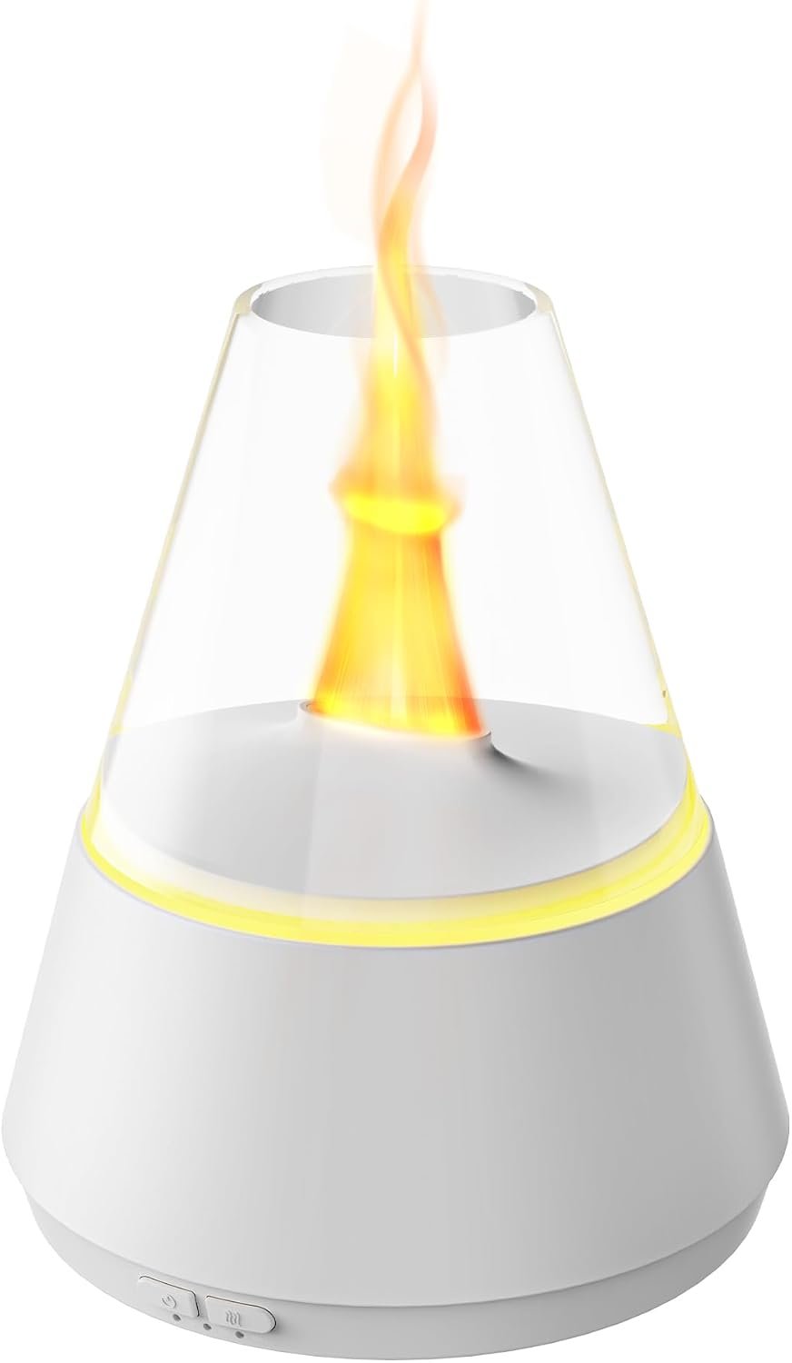 Essential Oil Diffuser, 7 Colors Flame Effect Aroma Humidifier with Timer, Ultrasonic Aromatherapy Diffuser for Home, Office, Bedroom, Yoga (White)