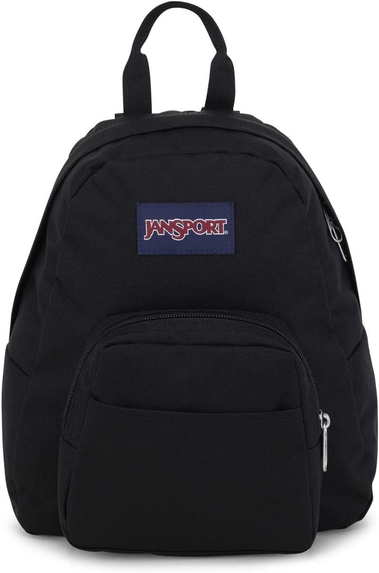 JanSport Half Pint Mini Backpack, 10.2 L – Durable Mini Bag Purse with Adjustable Shoulder Straps, Single Main Compartment, Zippered Stash Pocket, Black