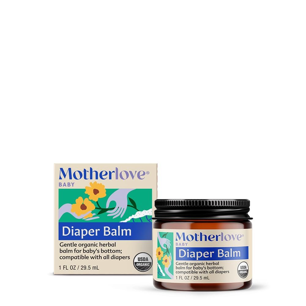 Motherlove Diaper Balm (1 oz) Organic Herbal Diaper Cream—Cloth Diaper Safe, Zinc Oxide- & Petroleum-Free—Ideal Diaper Bag Size