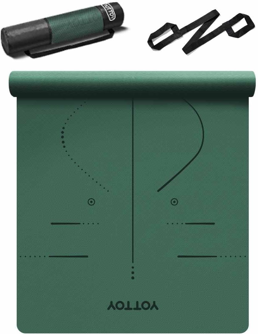 YOTTOY Yoga Mat, 72″x 32″x1/3″ Extra Wide Non-Slip Exercise Fitness Yoga Mats,Eco-Friendly TPE Exercise Mats for Women Men Home Workout with Strap Bag