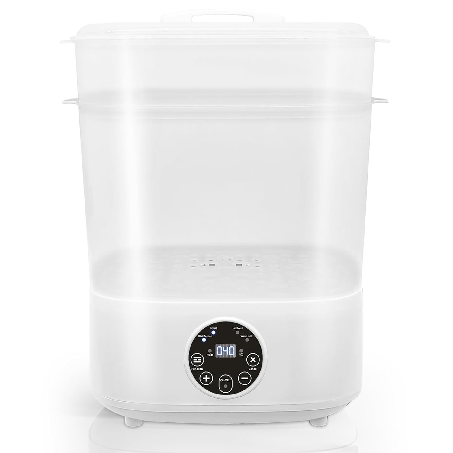 Fisca Baby Bottle Steri-lizer, 5-in-1 Large Capacity Bottle Steri-lizer and Dryer, 2 Layers Compact Electric Steam Steri-lizer for Baby Bottles, Pacifiers, Pump Parts & Baby Essentials-Transparent
