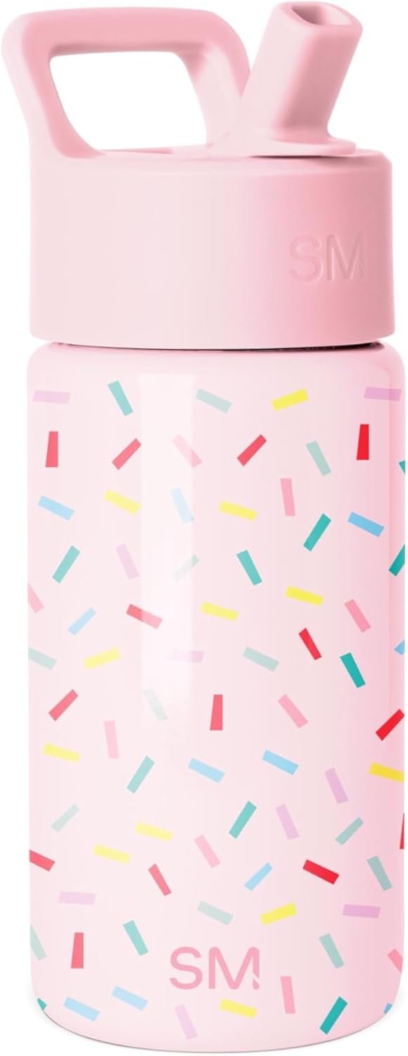 Simple Modern Kids Water Bottle with Straw Lid | 14oz Insulated Stainless Steel Kids Tumbler & Spill Proof Toddler Cup for School, Girls, Boys | Summit | Confetti