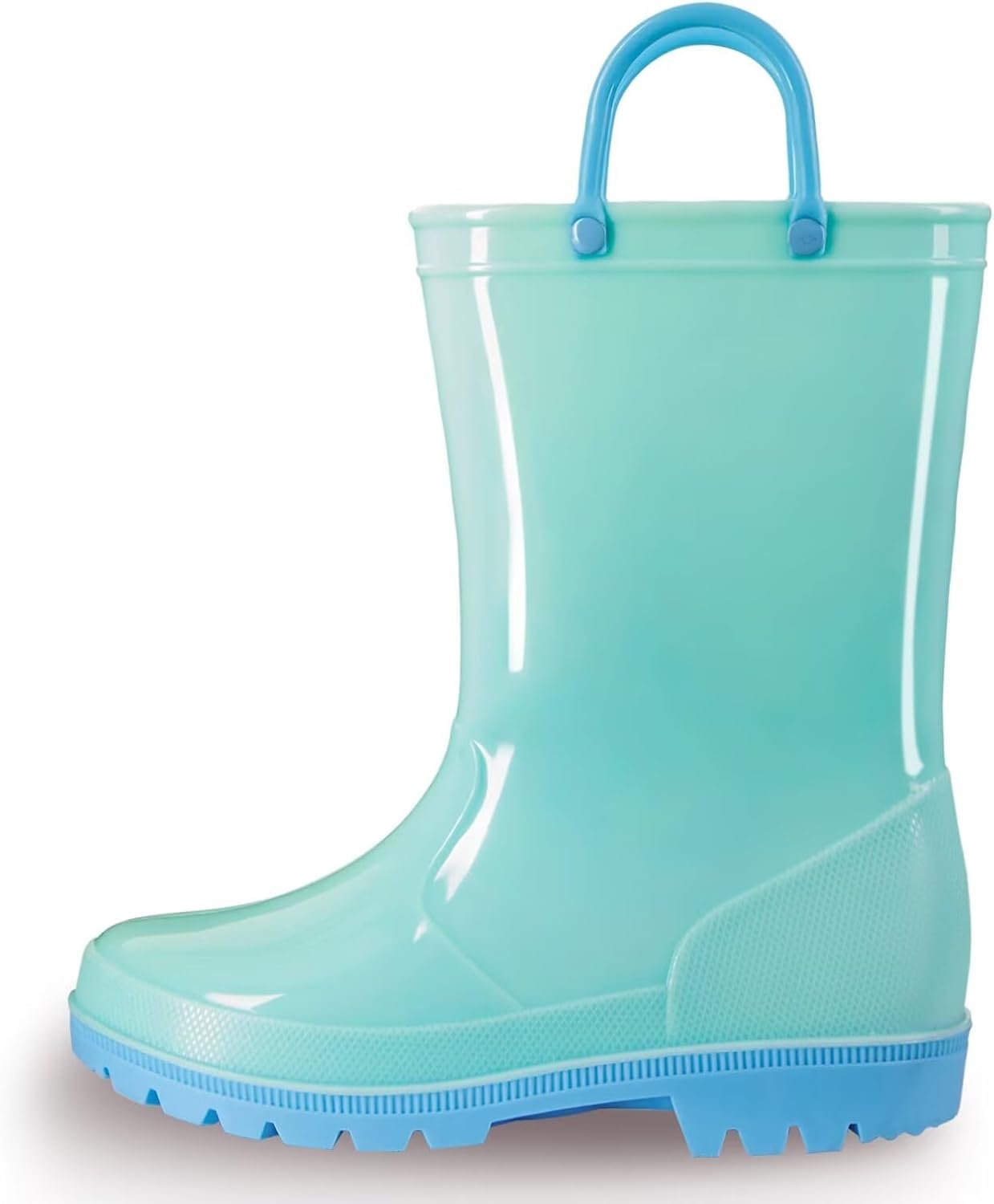 EUXTERPA Boys Girls Waterproof Rain Boots Kids Toddler Solid Color Boots with Easy On Handles
