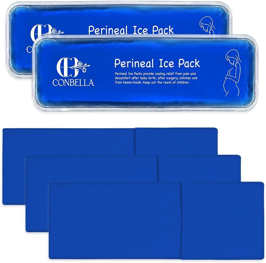 Perineal Ice Packs for Postpartum Recovery, Reusable Hot & Cold Postpartum Ice Packs, 2 Gel Ice Packs & 3 Washable Soft Covers for Hemorrhoid & C-Section Relief, New Mom Gift(Blue)