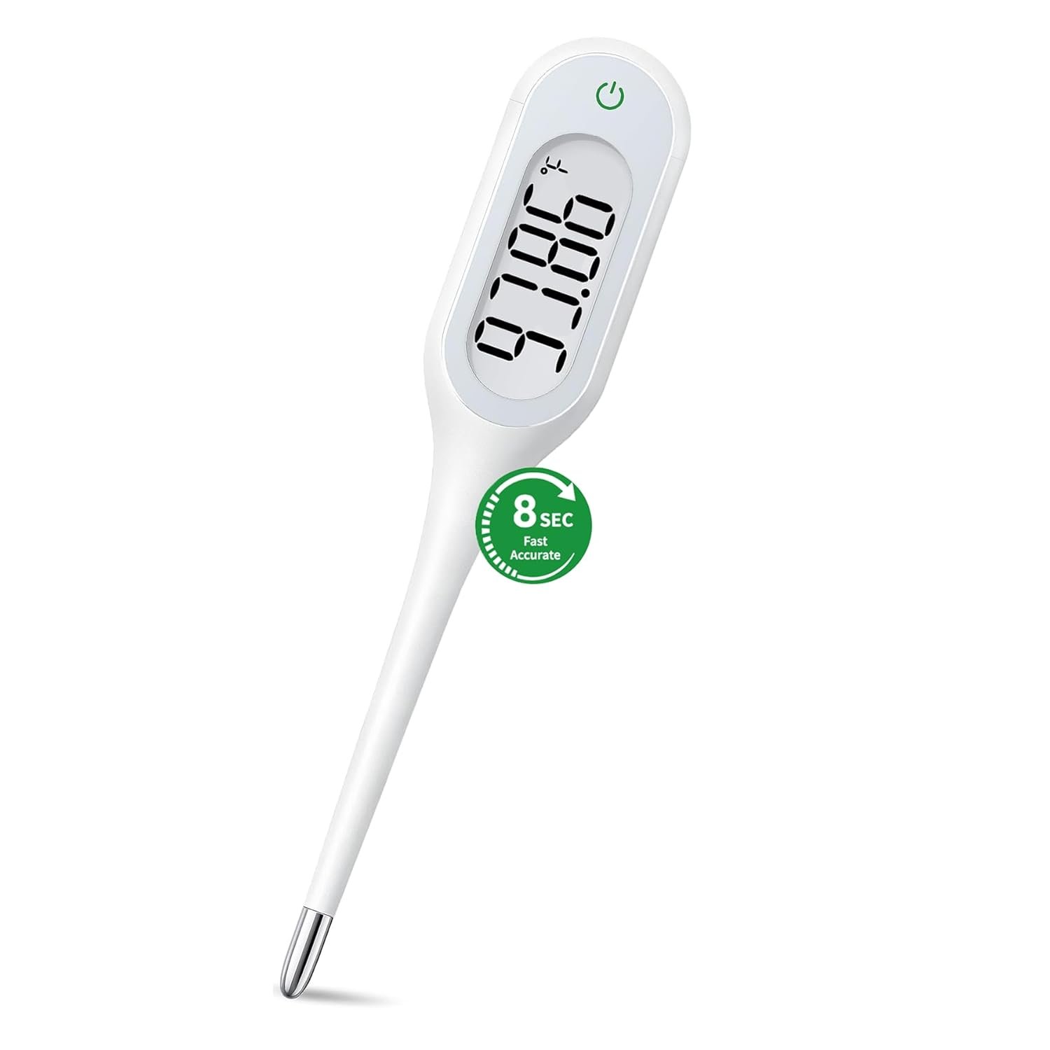 8 Seconds Thermometer for Adults & Kids, Accurate & Safe Baby Thermometer with Fever Alarm and Memory Recall, Oral, Rectal or Underarm Use (White)