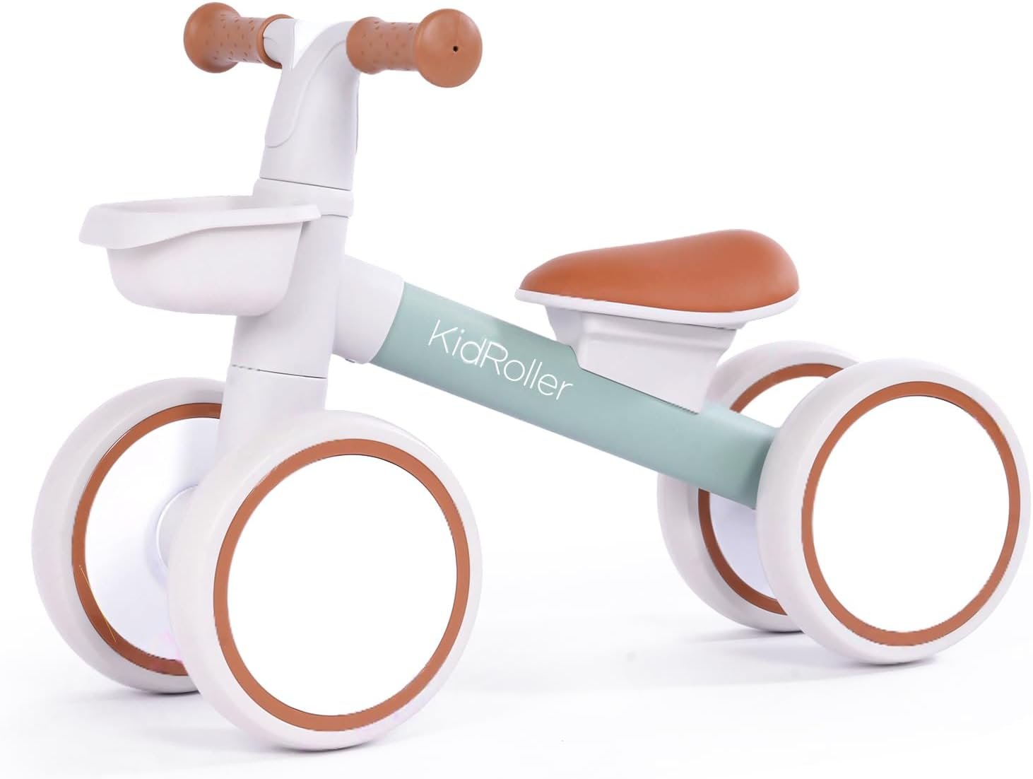 Kid’s Balance Bikes for 1 Year Old Boys and Girls, 12-36 Months Toddler Ride-on with Adjustable Seat and a Front Basket, First Birthday Gifts (Green)