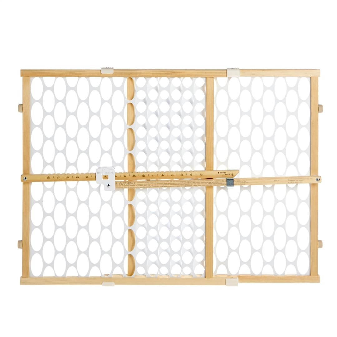 Toddleroo by North States – Quick-Fit Oval Mesh Wooden Baby Gate: Pressure Mounted Baby Gate for Doorways – Adjustable 26.5 to 42 Inches Wide – 23 Inches Tall