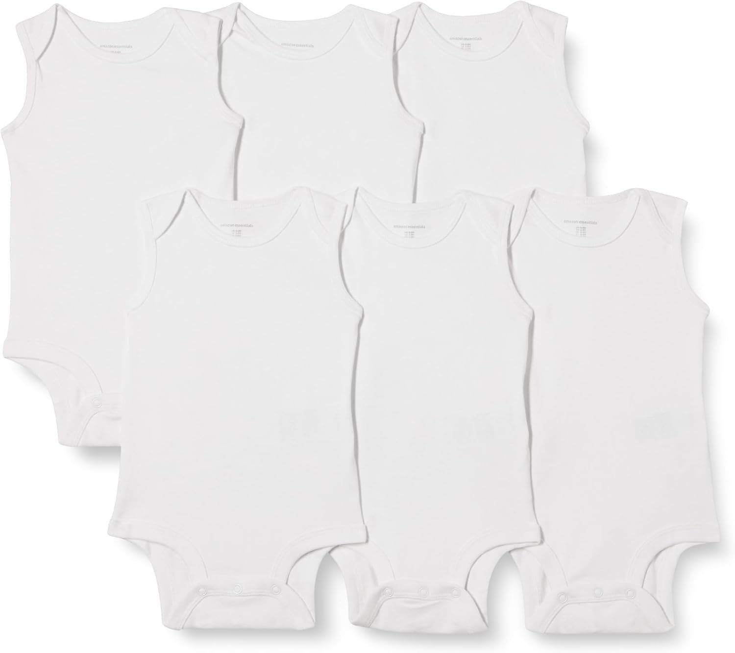Amazon Essentials Unisex Babies’ Sleeveless Cotton Rib Bodysuits, Pack of 6