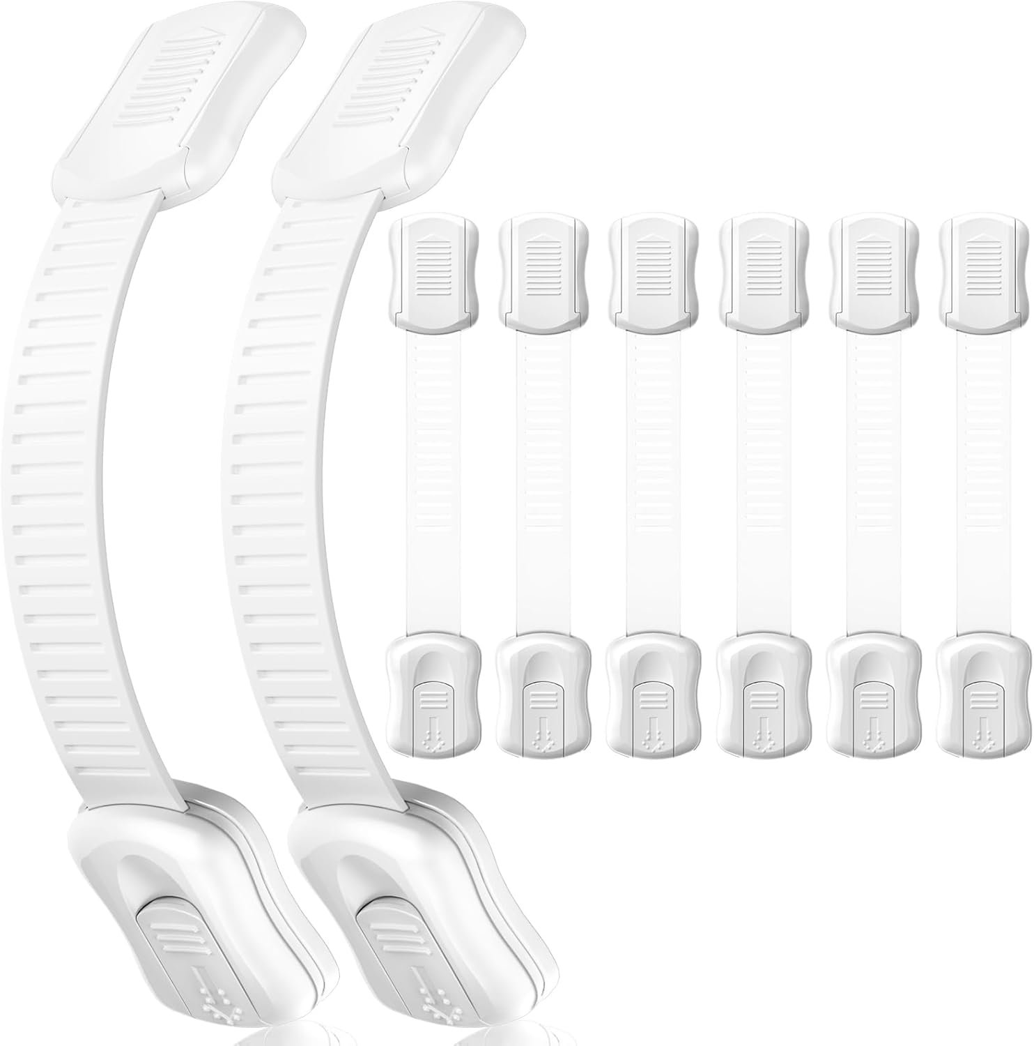 8-Pack Cabinet Locks Baby Proofing – Syican Child Proof Drawer Locks, Multi-Purpose for Drawers, Fridge, Toilet Seat, Trash Can, Ideal Stocking Stuffers, White