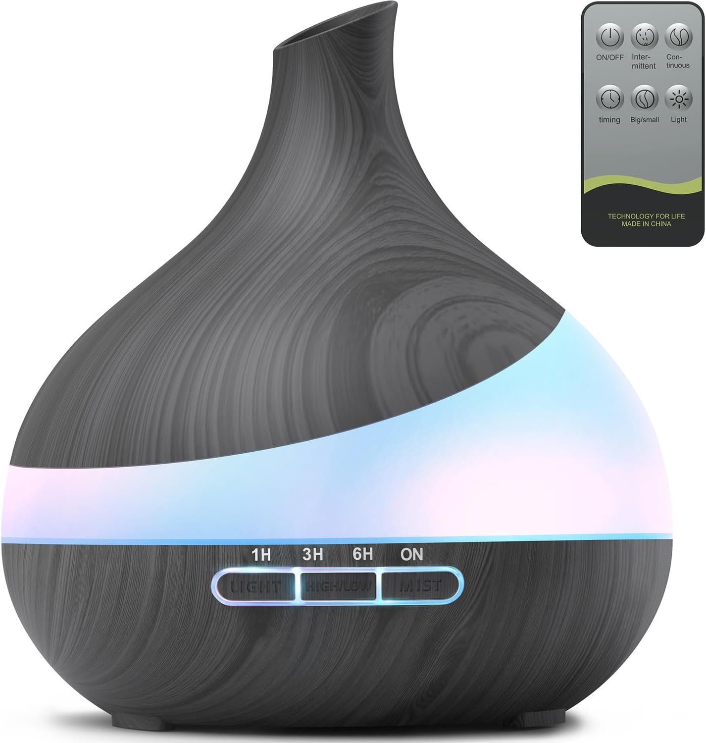 HJTHJT Essential Oil Diffuser: 500ML Aromatherapy Diffuser with Remote Control for Hotel Spa Yoga Room – Humidifiers for Bedroom with 14 Colors LED Night Light for Kids/Women