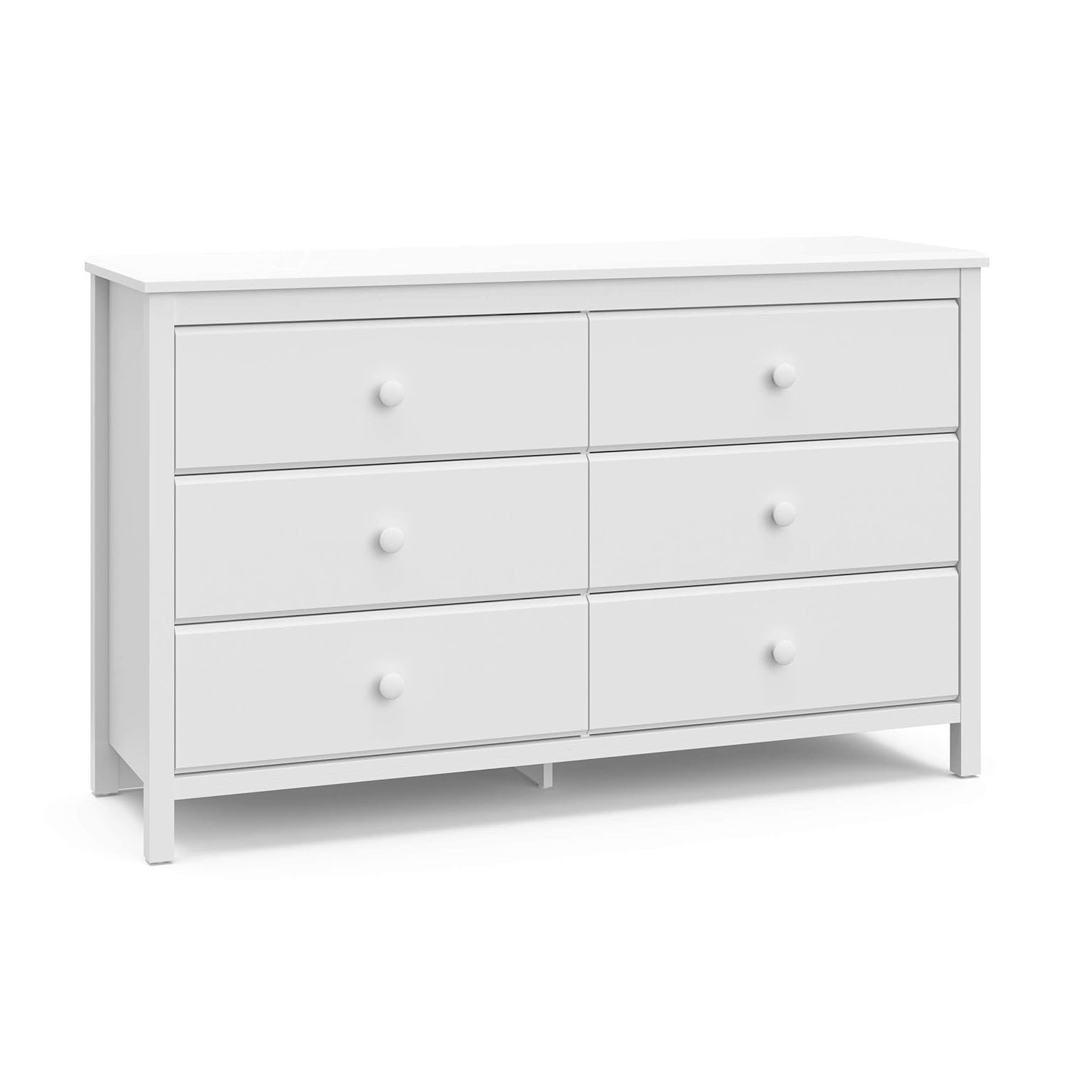 Storkcraft Alpine 6-Drawer Dresser (White) – GREENGUARD Gold Certified, White Dresser for Bedroom, Kids & Nursery Storage Drawers, Safety Interlocking Drawers, Pre-Installed Tracks, Kids Bedroom