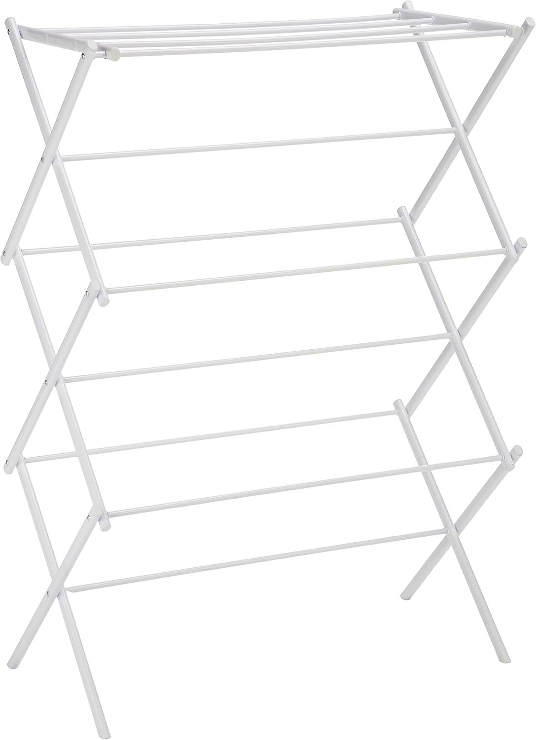 Amazon Basics Foldable Portable Clothes Drying Rack for Indoor Air Drying, Collapsible Design, 14.5″ D x 29.5″ W x 41.8″ H, White
