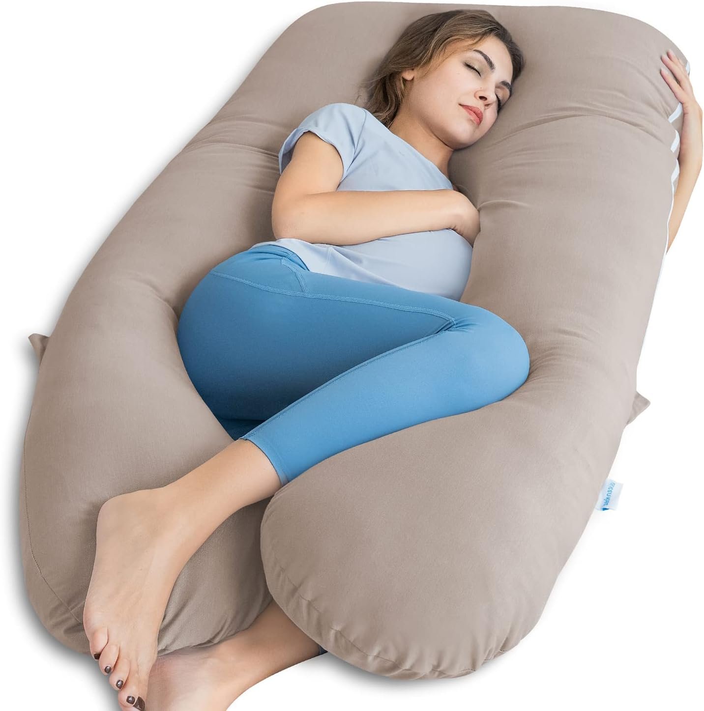 QUEEN ROSE Pregnancy Pillow, U Shaped Full Body Pillows for Sleeping Support, 55 Inch Maternity Pillow for Pregnant Women, Nomad