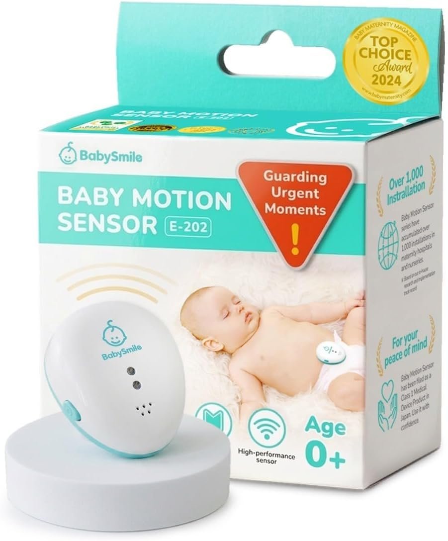 BabySmile E-202 Baby Movement & Sleep Monitor | Motion Sensor with Safety Alerts, Portable Clip-On Design | Smart Baby Sleep Support (White)
