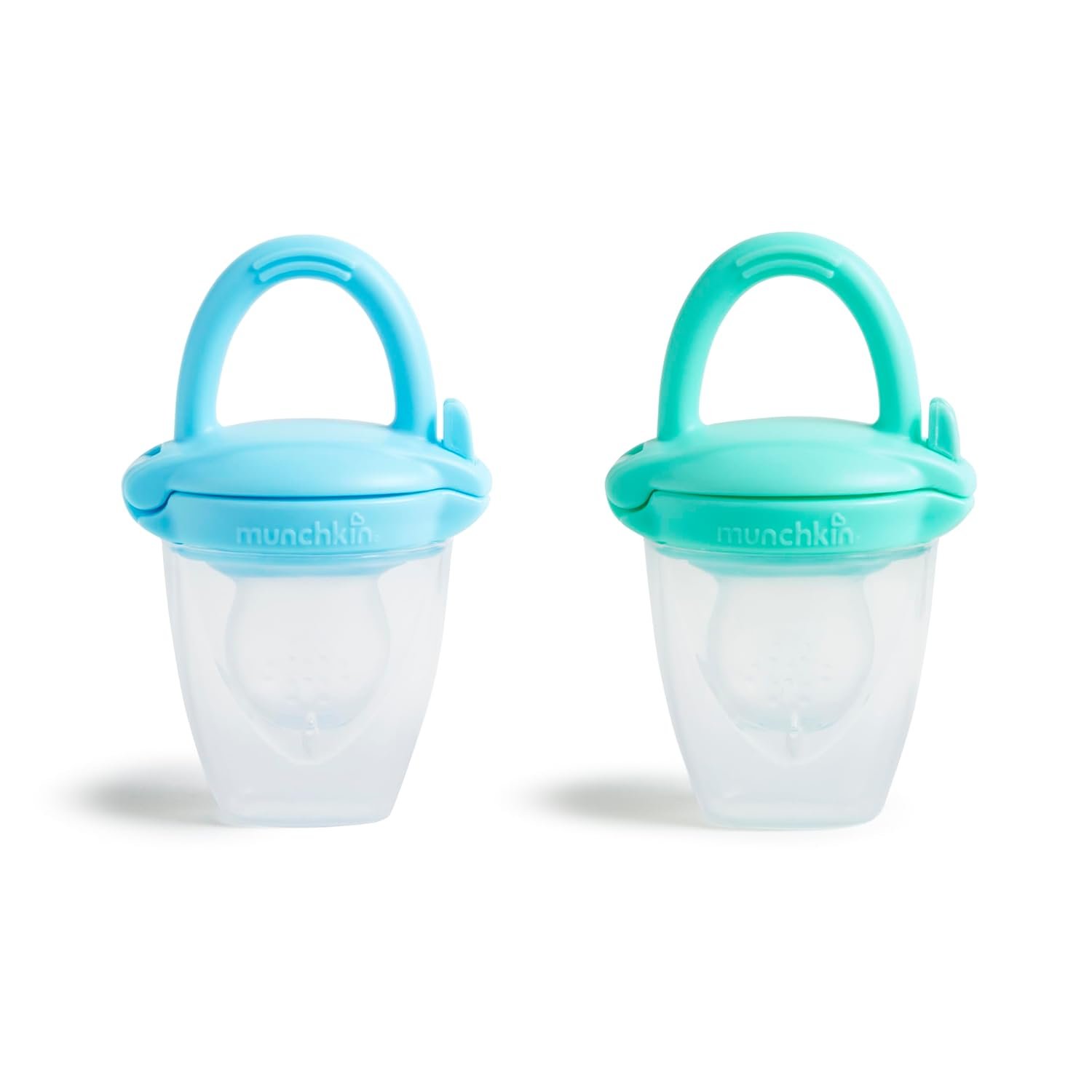 Munchkin Silicone Baby Food Feeder for Solids and Purees, Great for Self-Feeding and Baby Led Weaning, 2 Pack, Blue/Mint