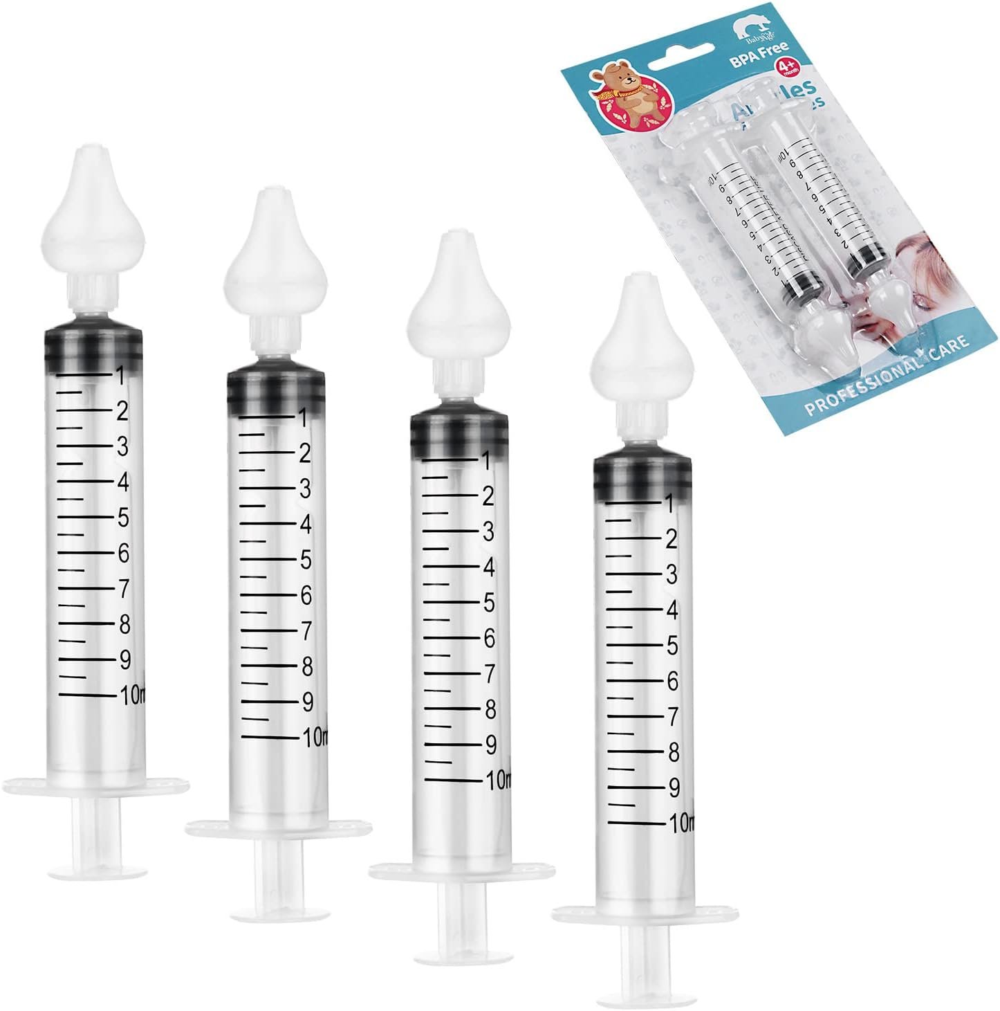 Baby Nasal Aspirator, 4PCS Nasal irrigator for Baby, Portable Infant Nose Cleaner, Professional Baby Nasal Irrigator, for Newborn Infants Kids Nose Cleaner