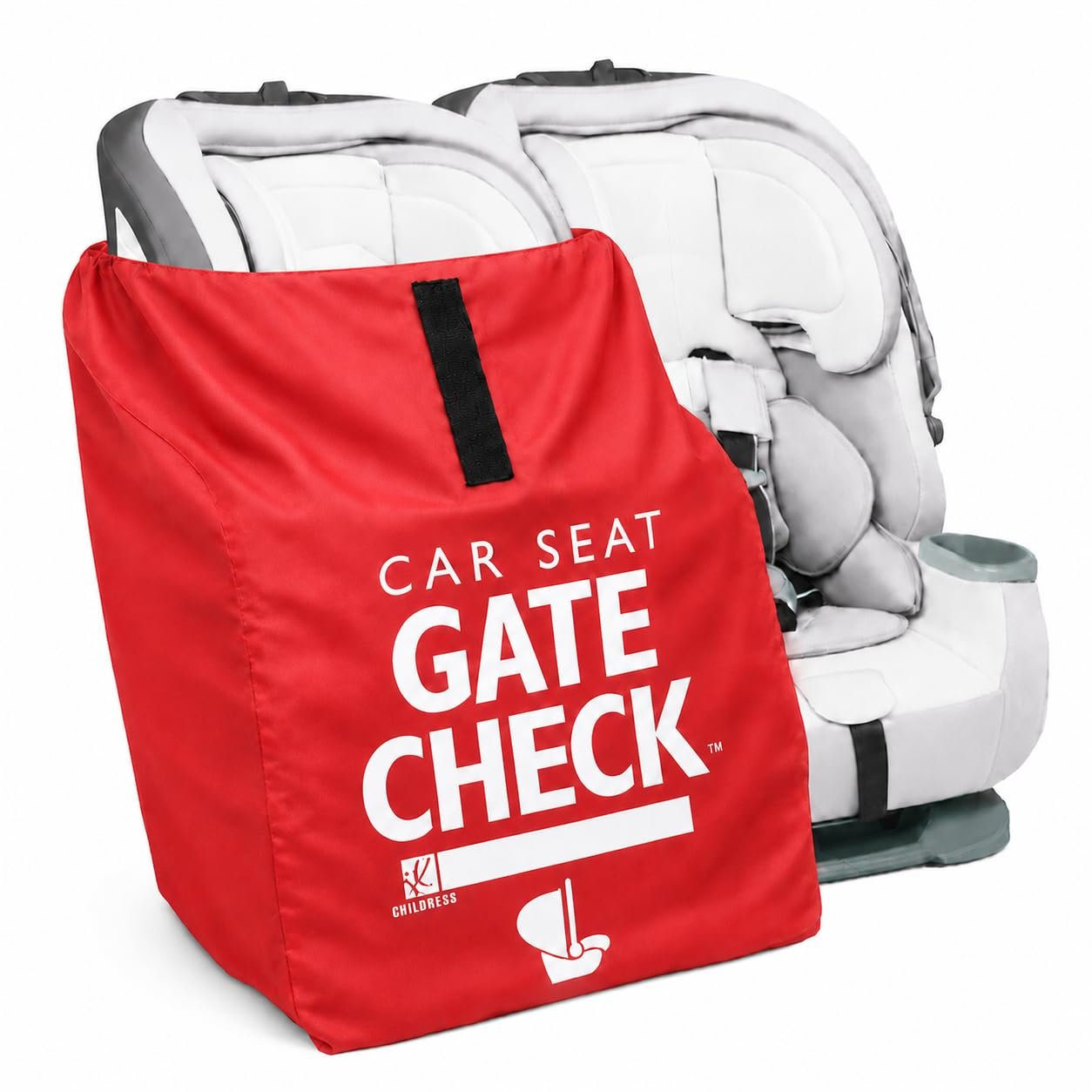 J.L. Childress Gate Check Travel Bag for Car Seats – Car Seat Travel Bag for Airplane, Fits All Baby & Infant Carriers, Airport Accessories for Gate Check, Flying Essentials, AirTag Compatible – Red