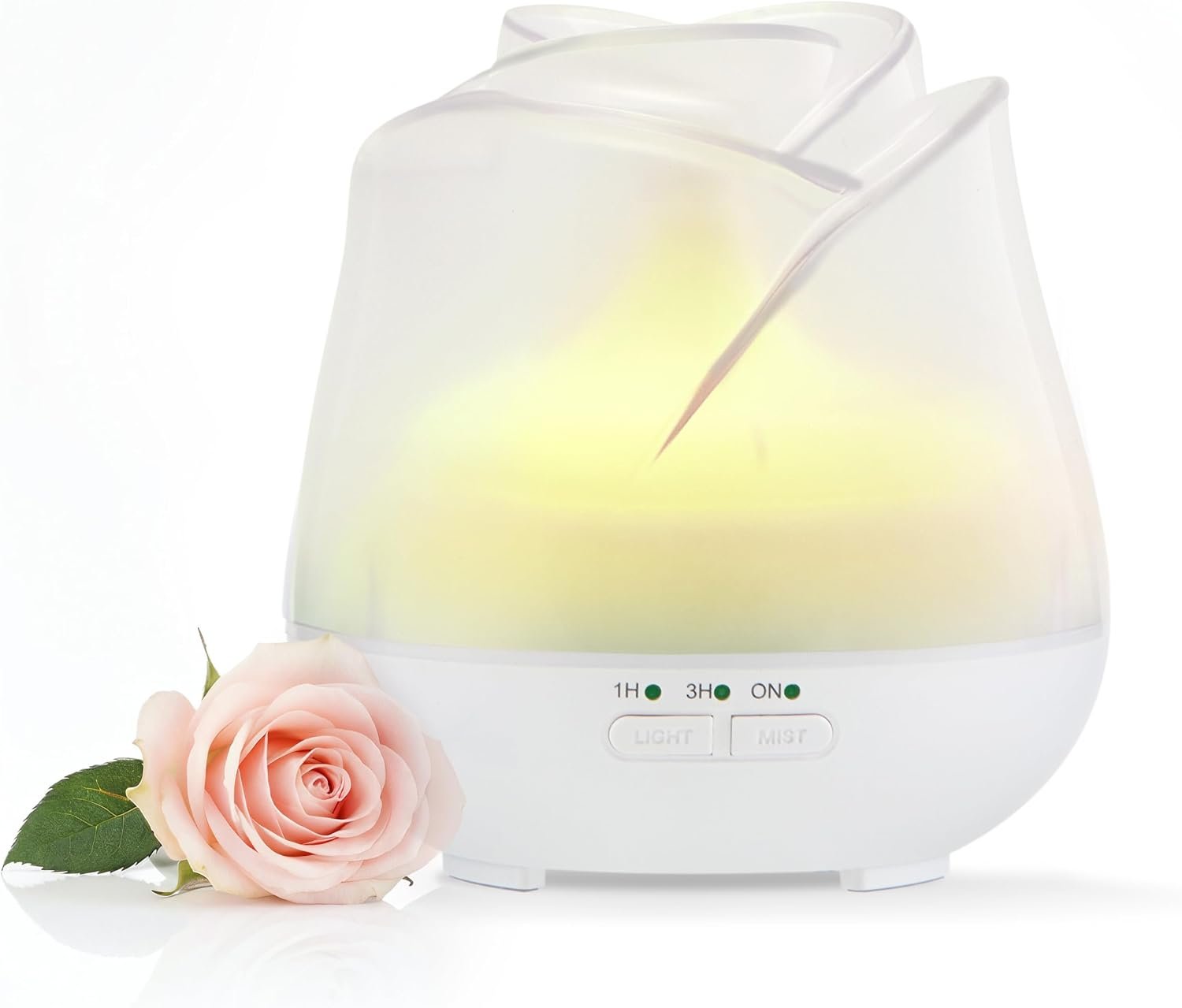 Earnest Living Rose Essential Oil Diffuser 150ml – Mini Ultrasonic Aromatherapy Humidifier for Bedroom & Desk, Quiet Mist, USB Powered, 7-Color Night Light, for Women, Frosted White