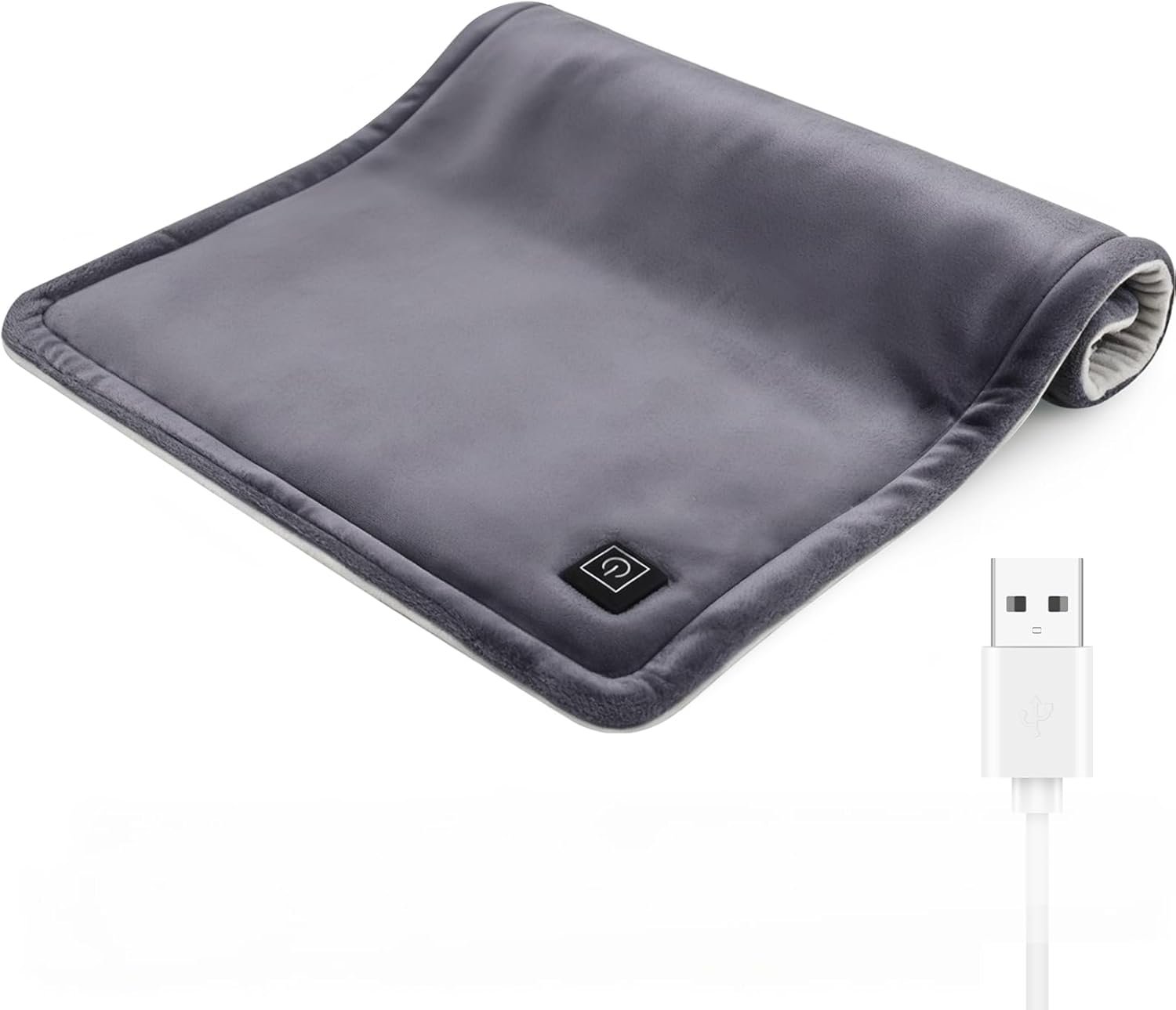USB Heating Pad for Travel Warmth Outdoors, 5V Small Heated Pad FSA Eligible HSA Non-Rechargeable Heat Therapy for Pain Relief Abdomen Cramps, 3 Heat Settings & Auto Off (16″x 12″) Gray