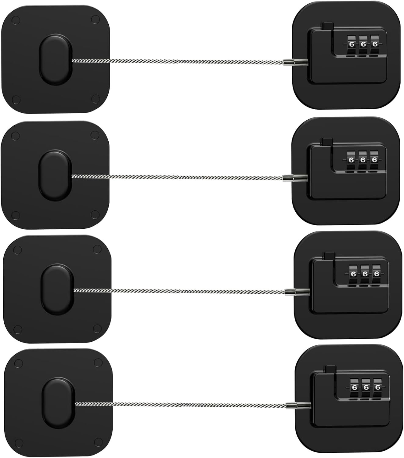 Refrigerator Lock, Combination Lock for Refrigerator Cabinets, Drawers, Heavy Duty Fridge Lock, Easy Install No Keys Needed (Black-4Pack)