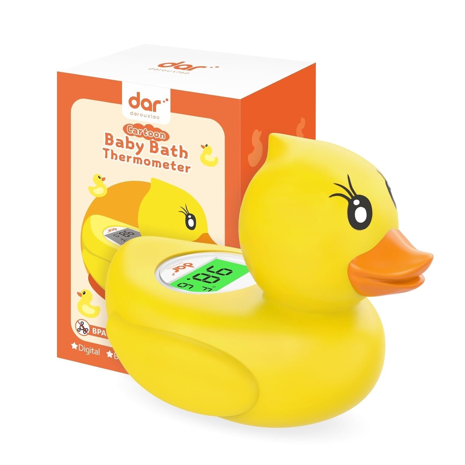 Baby Bath Thermometer, Digital Water Temperature Thermometers with 3 Color Backlit and Temperature Warning, Safety Bath Tube Thermometers Floating Toy for Infant, Toddler