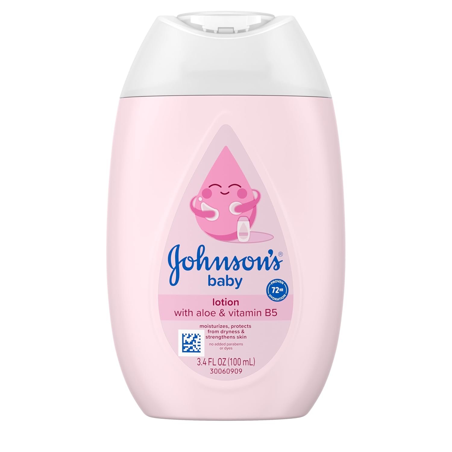 Johnson’s Baby Lotion with Coconut Oil, Aloe Vera & Vitamin B5, 72 HR Hydration, Skin Moisturizer, Hypoallergenic, Newborn Safe, Protects From Dryness & Strengthens Skin, Baby Essentials, 3.4 fl. oz