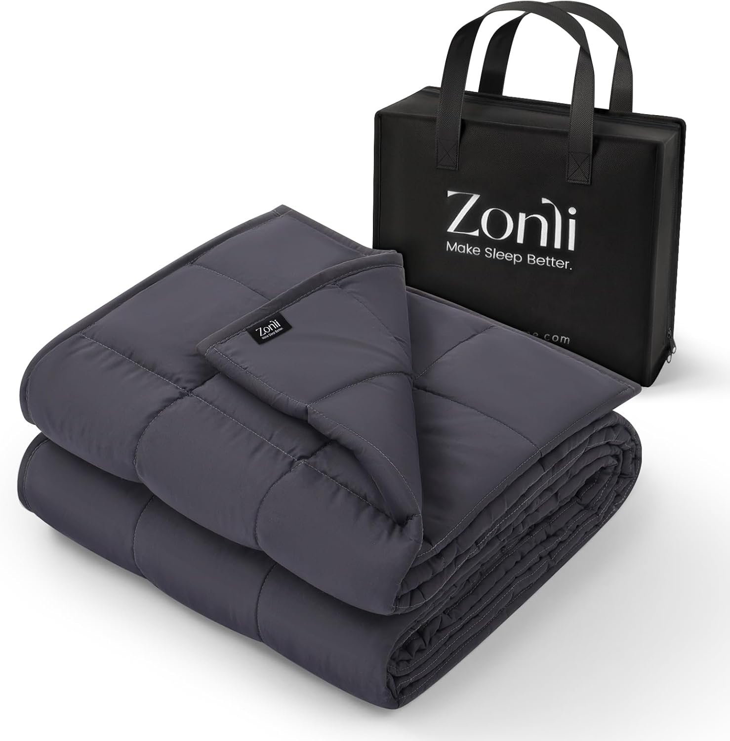 ZonLi Weighted Blanket (60″x80″, 20lbs, Dark Grey) Queen Size Weighted Blanket for Adults, High Breathability Heavy Blanket, Soft Material with Premium Glass Beads