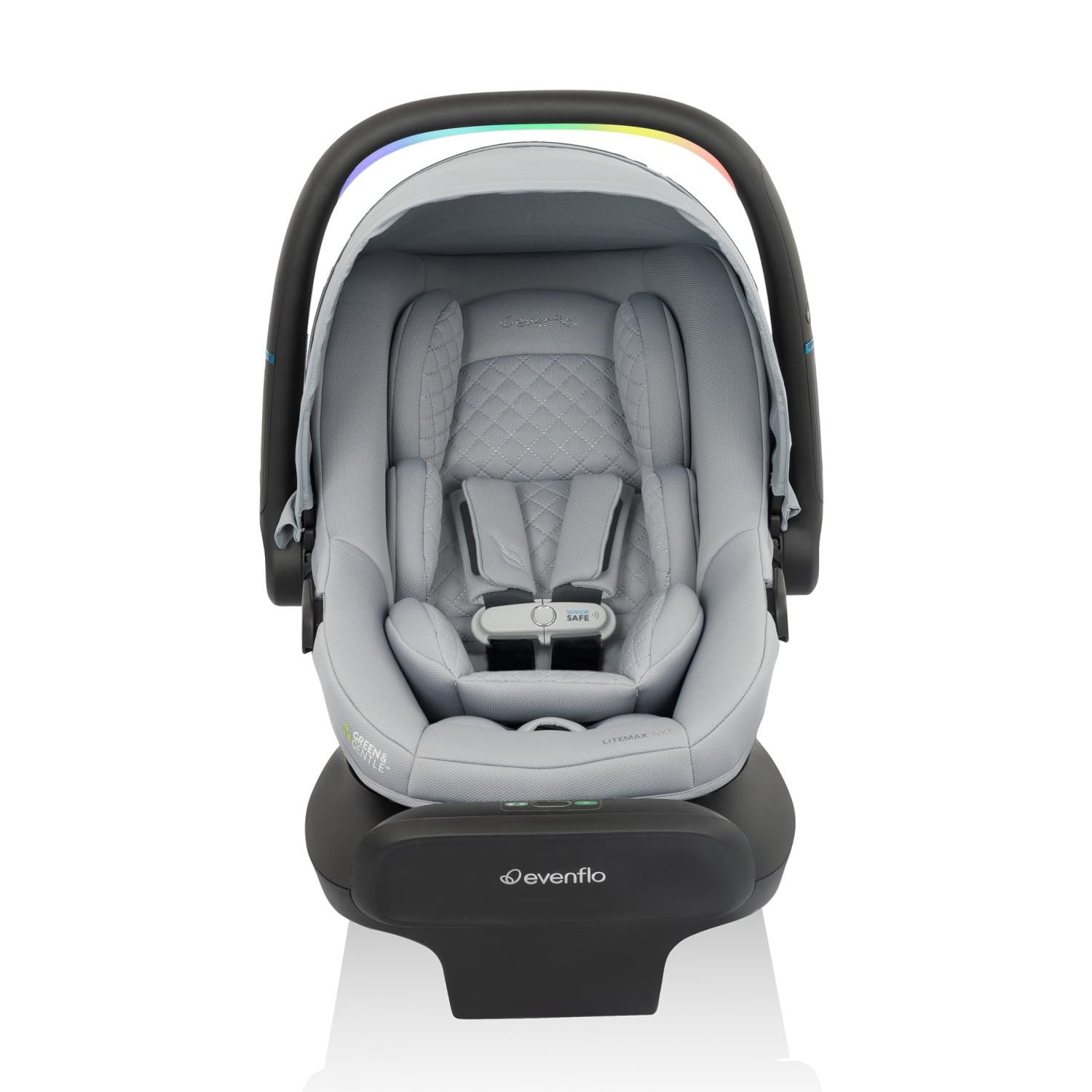 Evenflo LiteMax NXT Rear-Facing Lightweight Preemie and Infant Car Seat 3-30lbs with SensorySoothe. Easy Install with Base (Quartz)