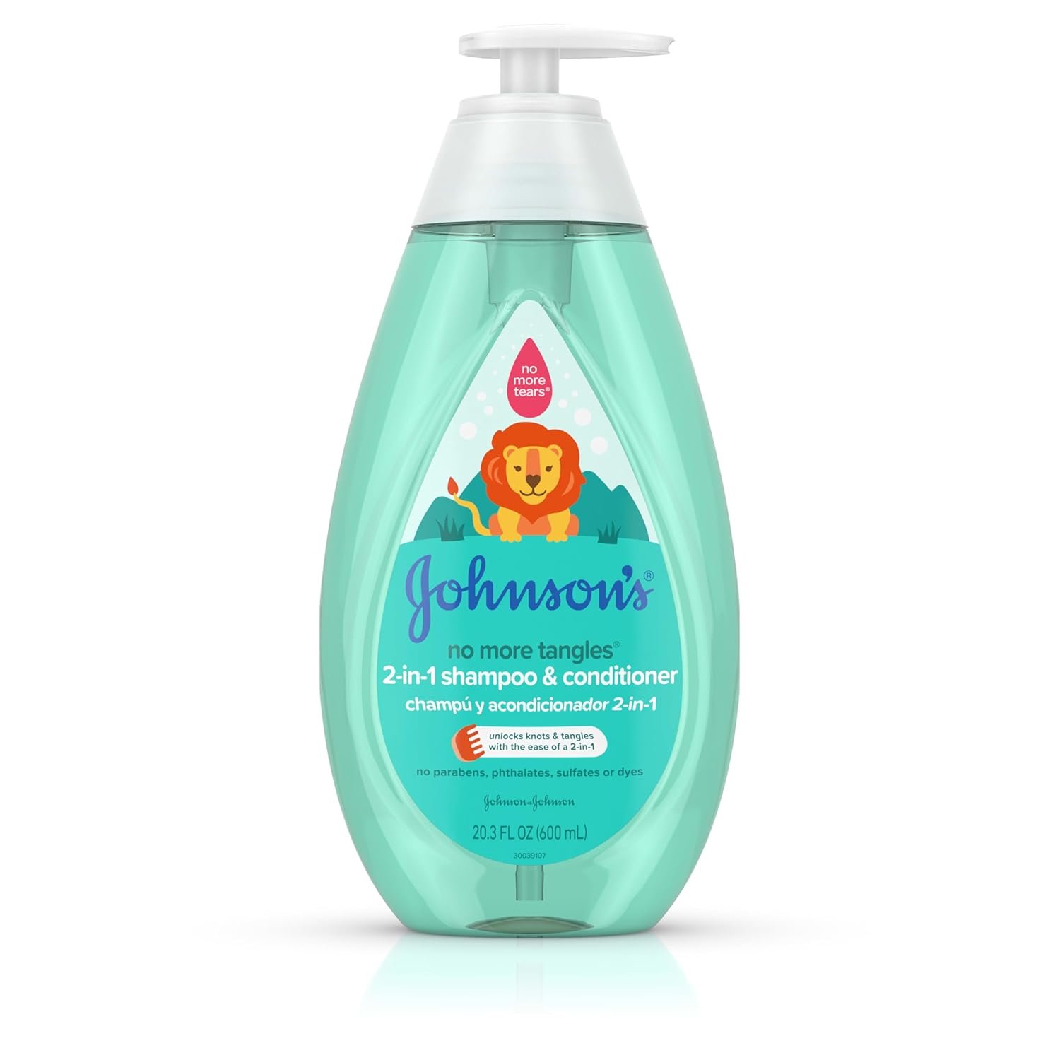 Johnson’s Kids No More Tangles 2-in-1 Detangling Shampoo & Conditioner for Kids & Toddlers, Gentle & No More Tears, Hypoallergenic & Free of Parabens, Sulfates & Dyes 20.3 fl. oz