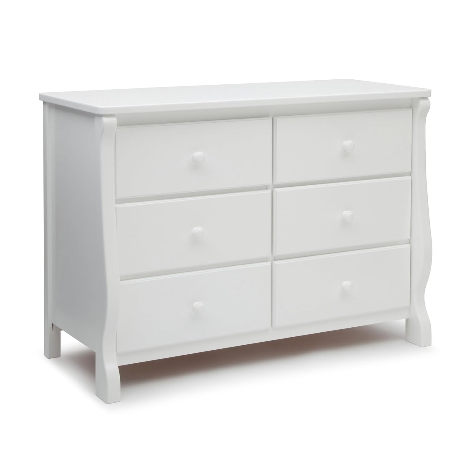 Delta Children Universal 6 Drawer Dresser with Interlocking Drawers – Greenguard Gold Certified, White