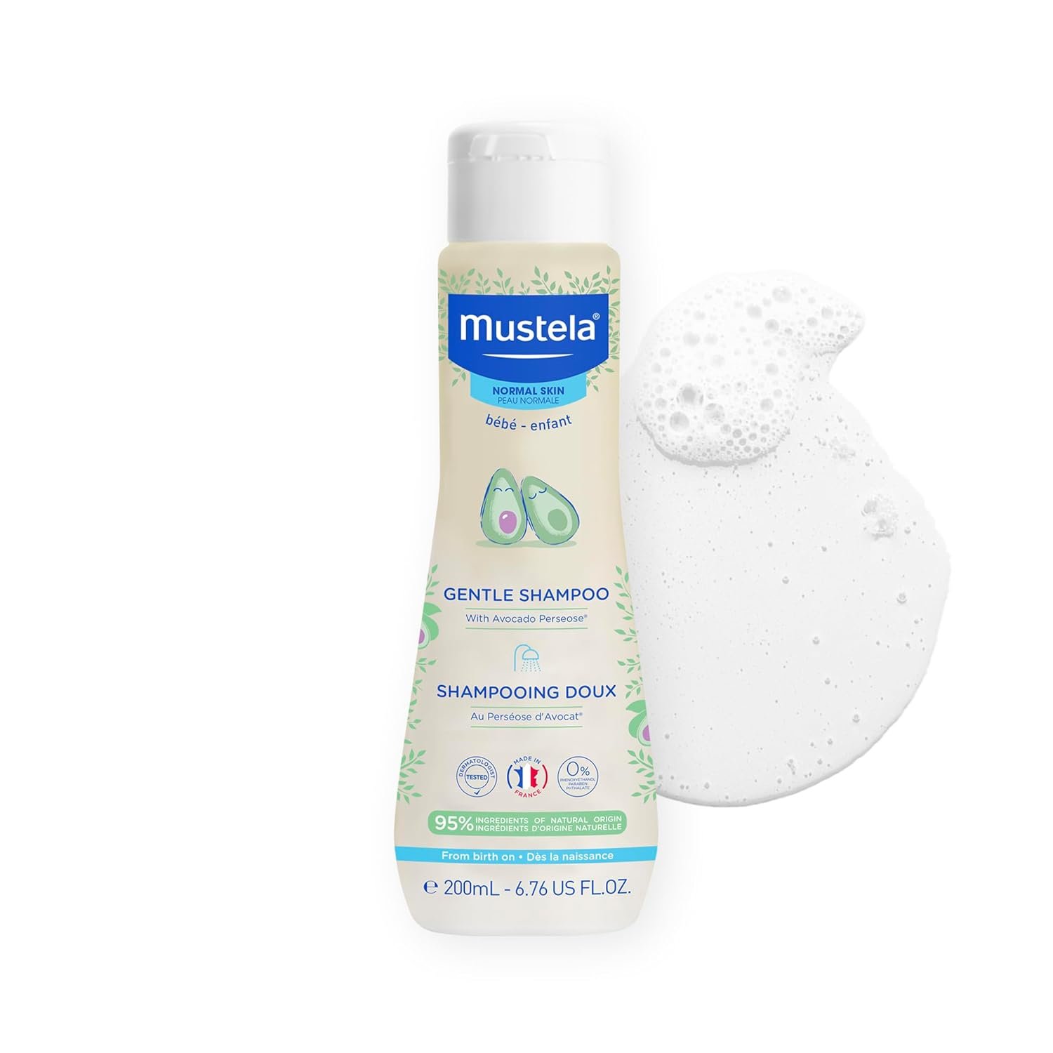 Mustela Baby Gentle Shampoo with Natural Avocado – Hair Care for Kids of all Ages & Hair Types – Tear-Free & Biodegradable Formula – Various Sizes – 1 or 2-Pack
