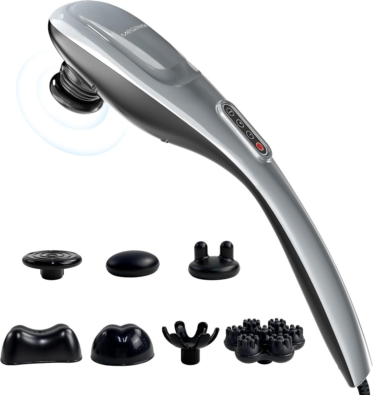 MEGAWISE Handheld Deep Tissue Neck Back Massager for Shoulders, Waist, Legs, 3600 RPM Powerful Motor Electric Neck Massager with 5 Nodes & 5 Speeds, A Little Heavy