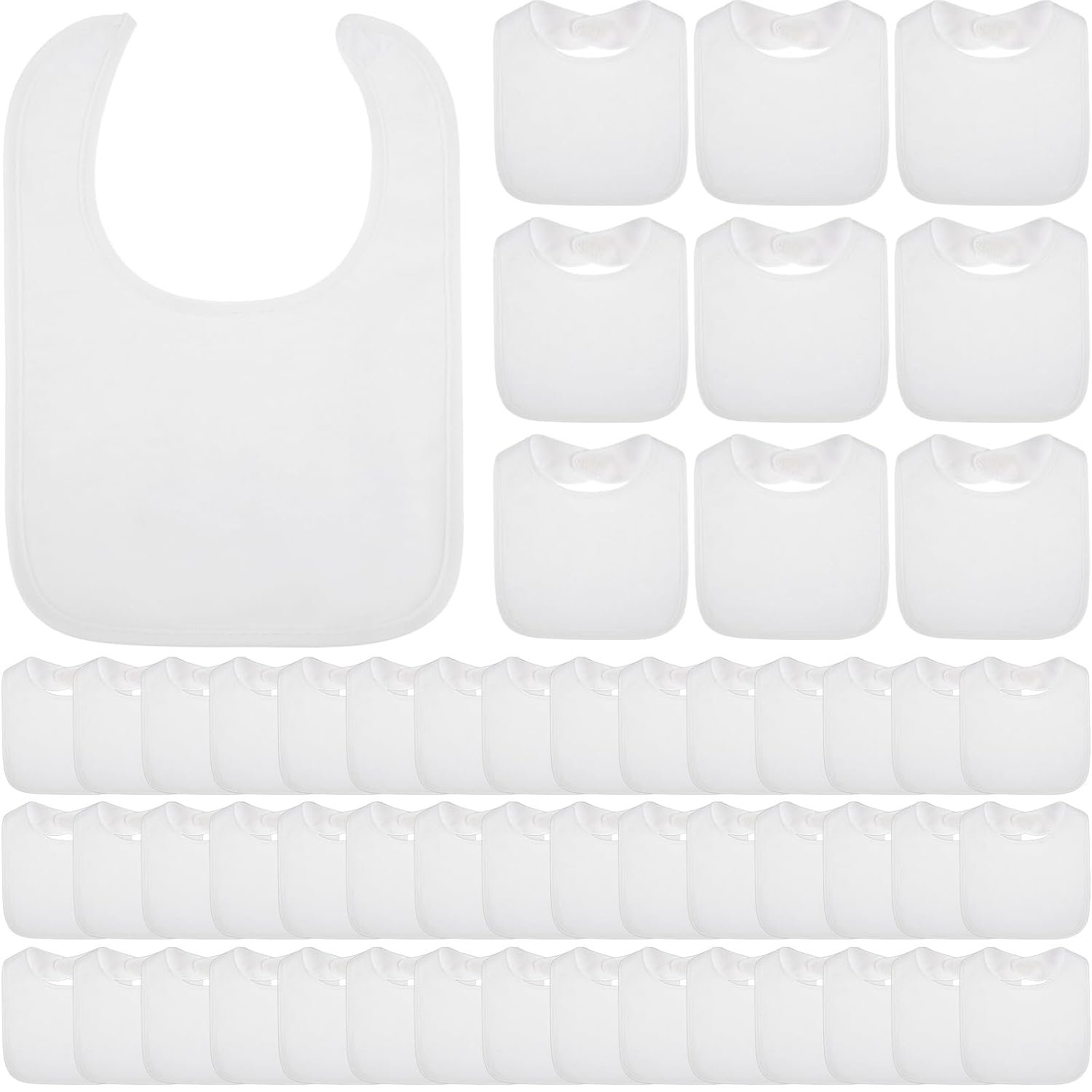 Toulite 30 Pcs Baby Bibs for Unisex Boy Girl Washable Reusable Waterproof Cotton Feeder Bibs with Double Sided Design for Newborns & Infants Baby Shower Activity and Gifts (White)