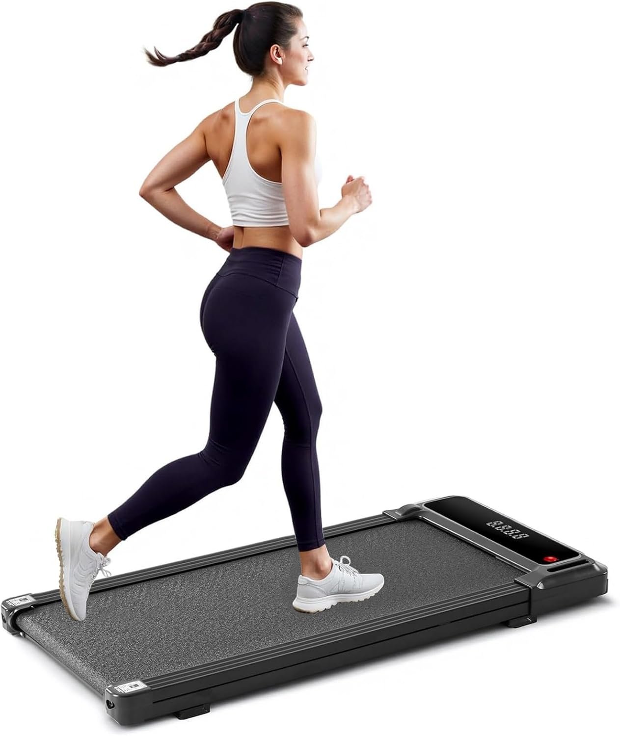 Walking Pad Under Desk Treadmill, Portable Compact Electric Walking Treadmill, Quiet Fitness Machine with Remote Control & LED Display for Home Office