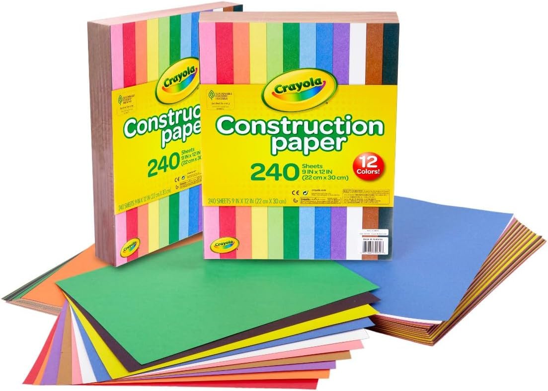 Crayola Construction Paper Bulk Pack (480 Sheets) – 10 Assorted Colors, 9×12, Teacher School Supplies & Classroom Must Haves, Card Making Craft Supplies, Art Paper