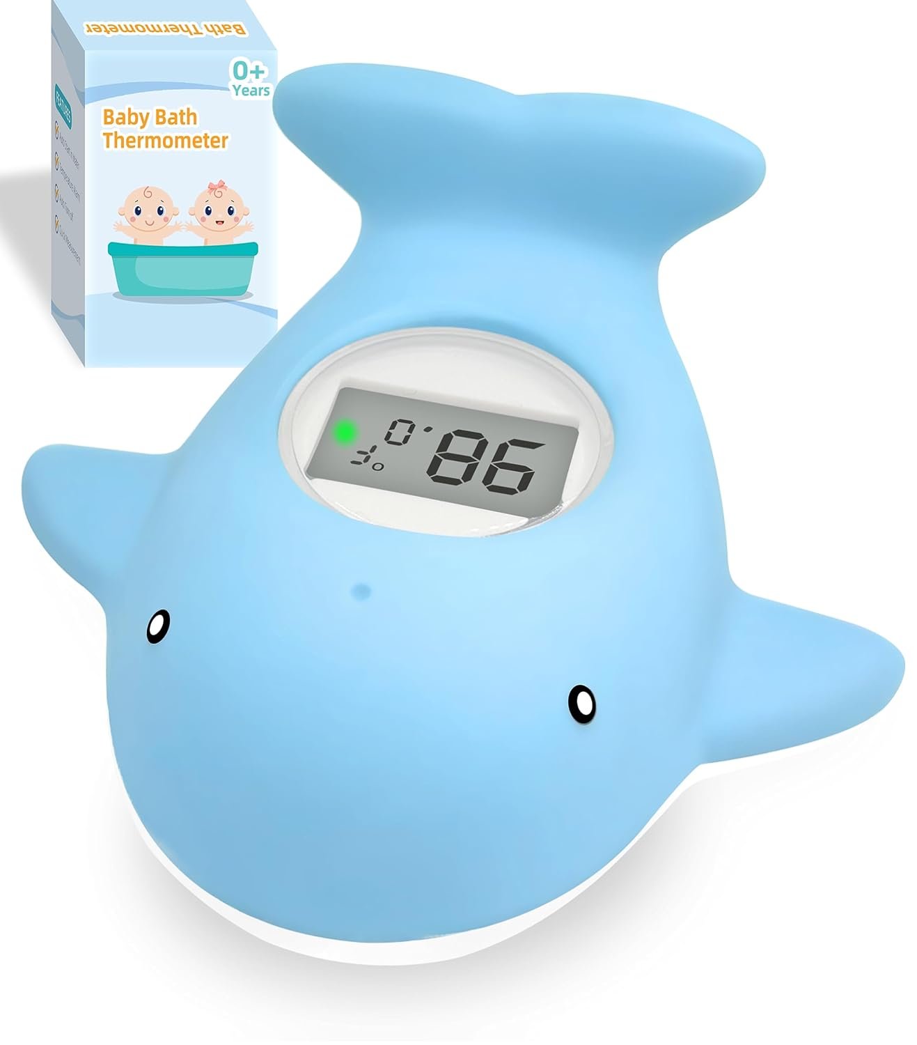 Baby Bath Tub Thermometer – Bathtub Water Thermometer with Room Temperature – Safety Floating Whale Bathtub Toy – New Upgraded Mute Flashing Alert, Gift for Mom Newborn Infant