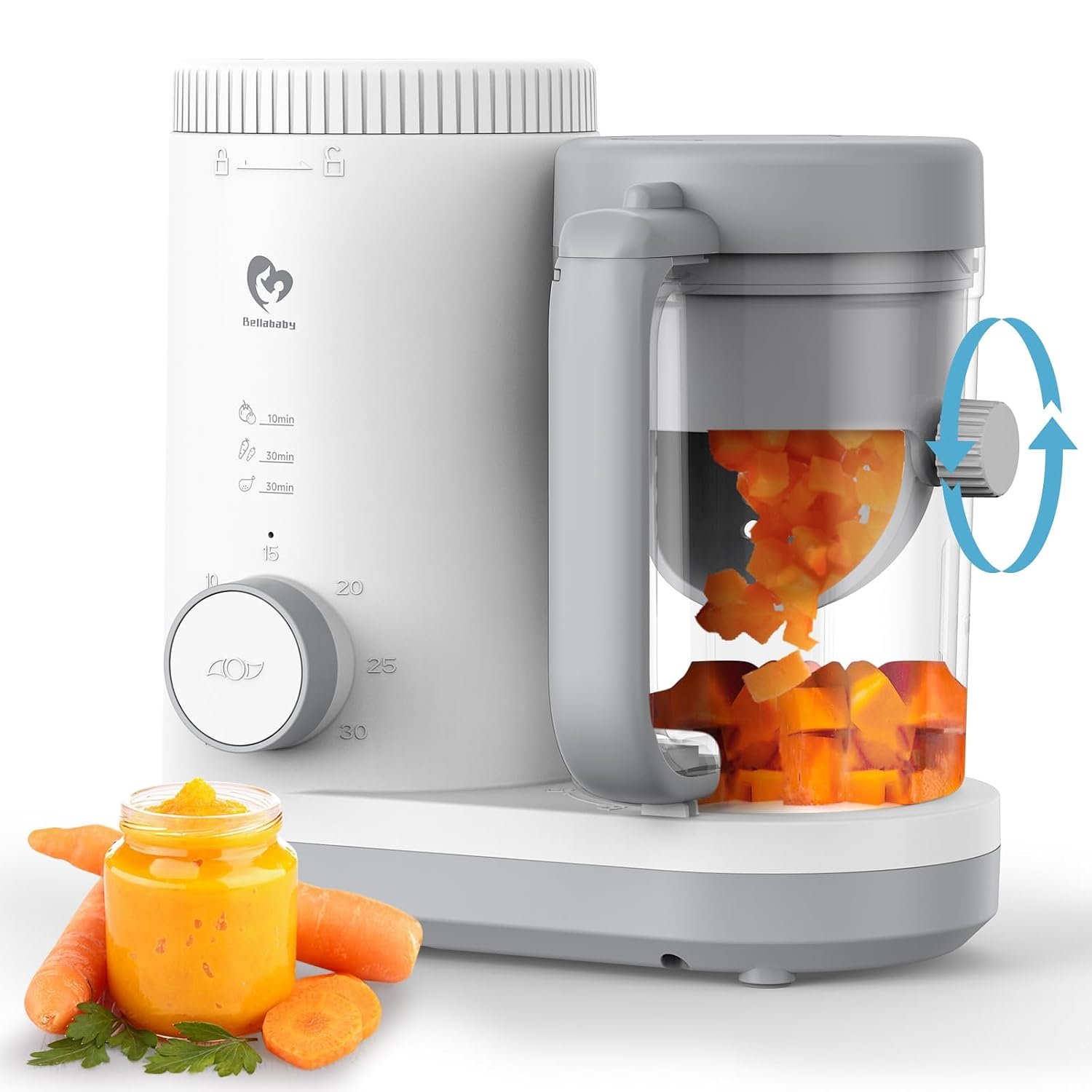 Baby Puree Maker, Steam & Blend 2-in-1, Reversible Steam Basket, One Button Use & Easy to Clean