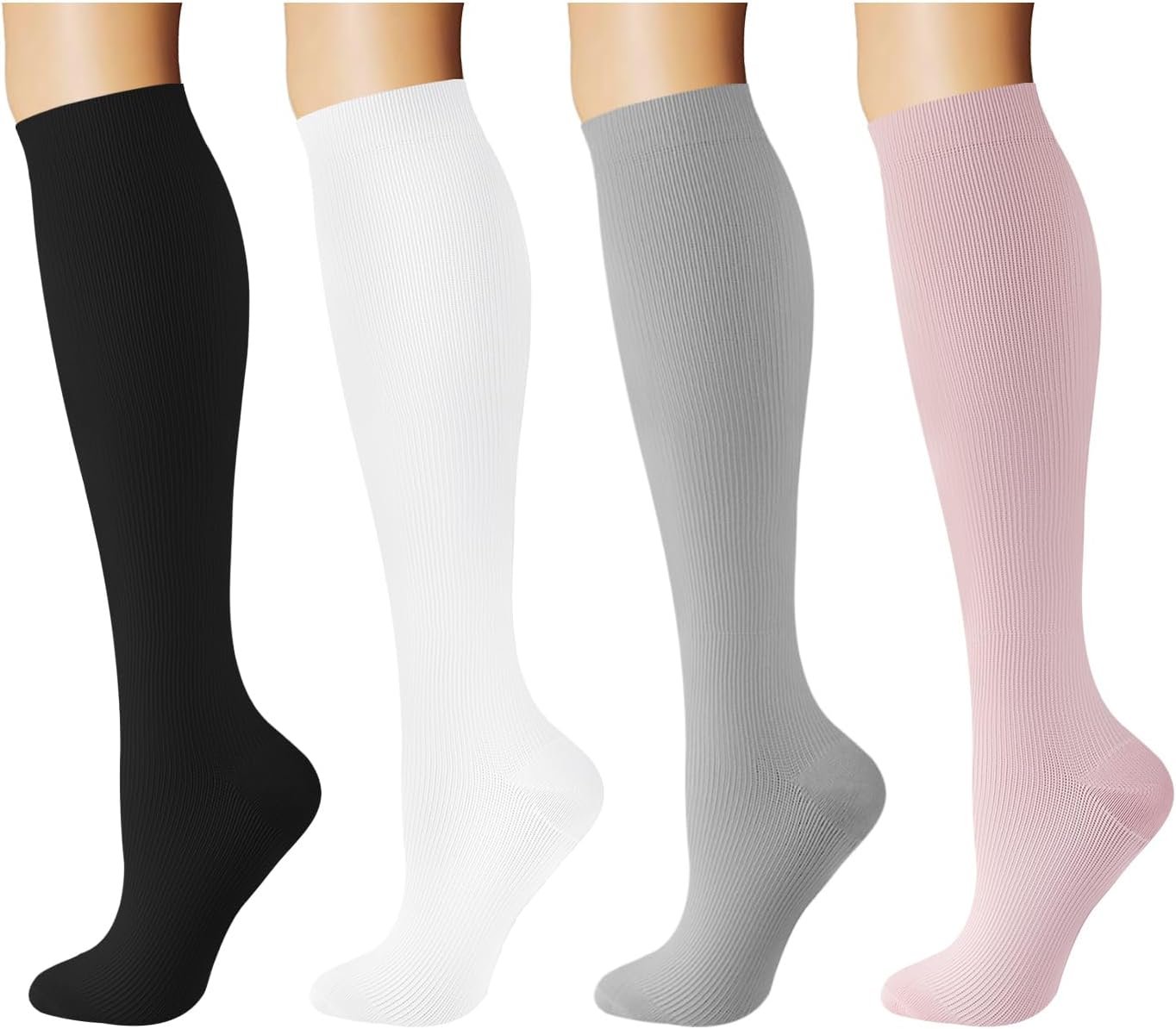 Breslatte Compression Socks for Women Men 15-20 mmHg Circulation Knee High Athletic Support Socks Running Travel Nurse