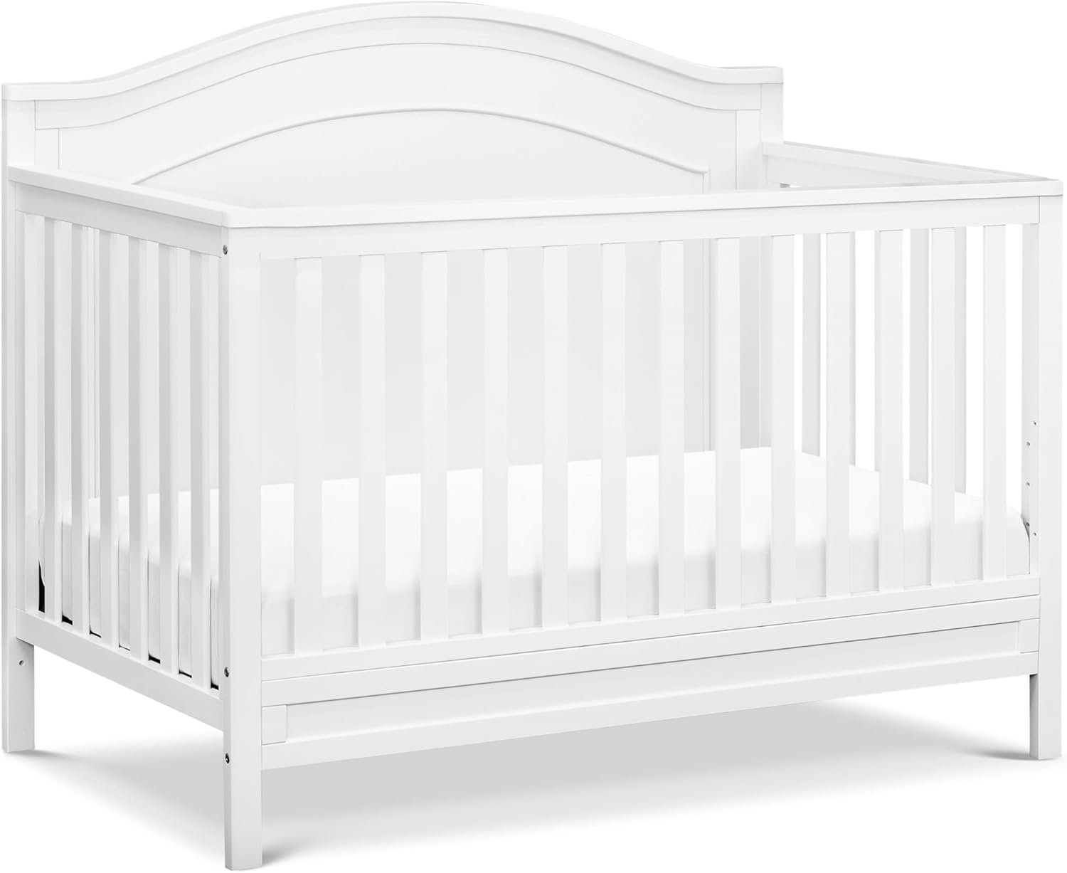 Davinci Charlie 4-in-1 Convertible Crib – GREENGUARD Gold Certified – Converts from Baby Crib to Toddler Bed, Daybed, and Full-Size Bed Effortlessly – 4 Adjustable Heights – Wooden White Baby Bed