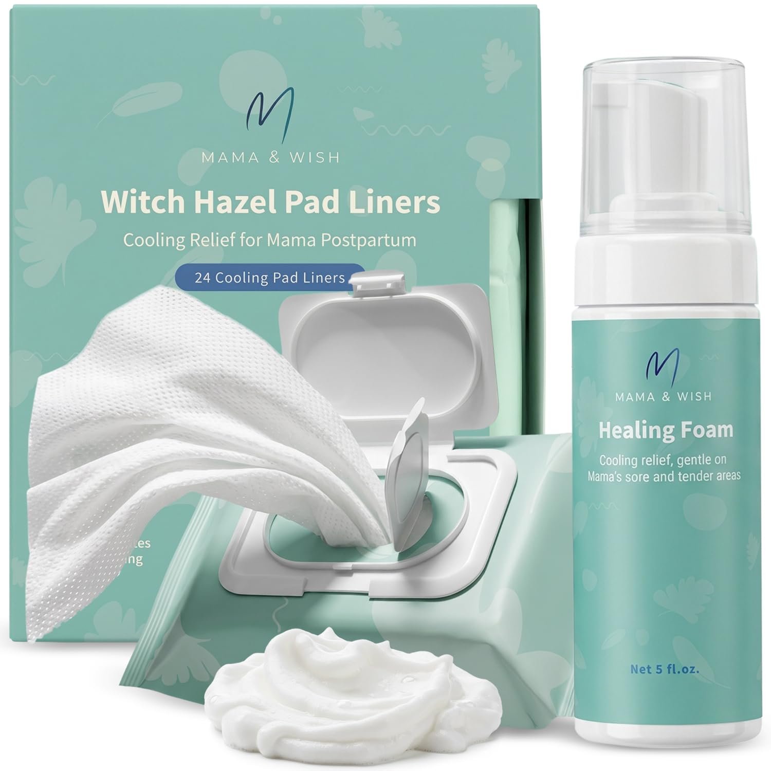 Mama & Wish Witch Hazel Foam and Pad Liners Bundle – Postpartum Essentials