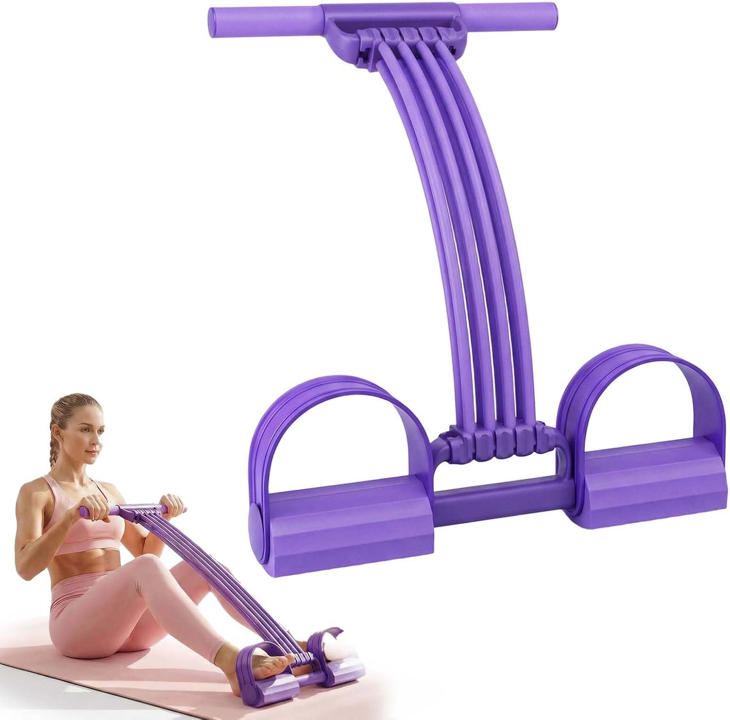 Pedal Resistance Bands with Handles, 2026 Upgrade Multifunction Tension Rope, Elastic Yoga Resistance Band, Home Exercise Equipment for Full Body Workout, Yoga, Stretching, Waist, Arm, Leg