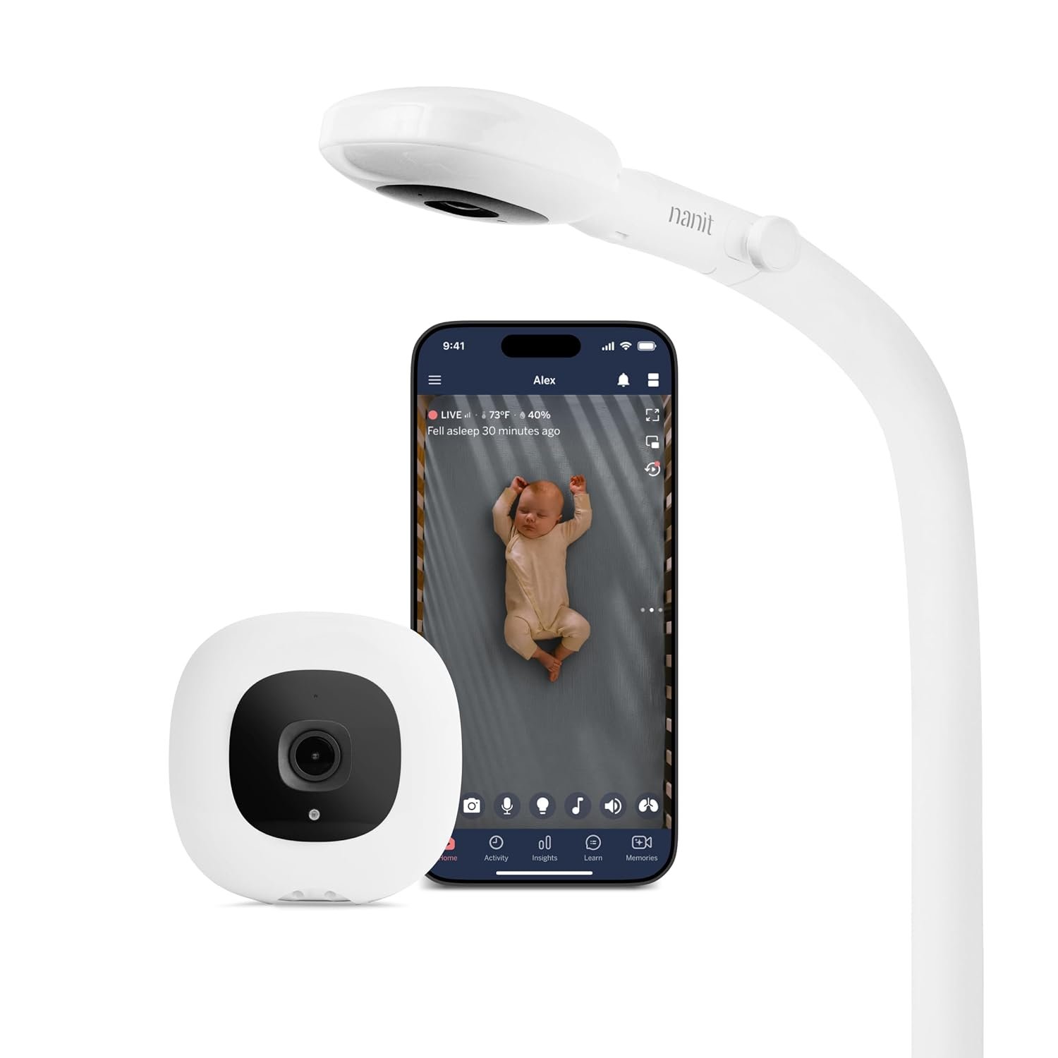 Nanit Pro Smart Baby Monitor – Camera & Floor Stand – 1080p Wi-Fi Video Camera, 2-Way Audio, See Your Baby from Anywhere, Sound/Motion/Cry Notifications, Night Vision