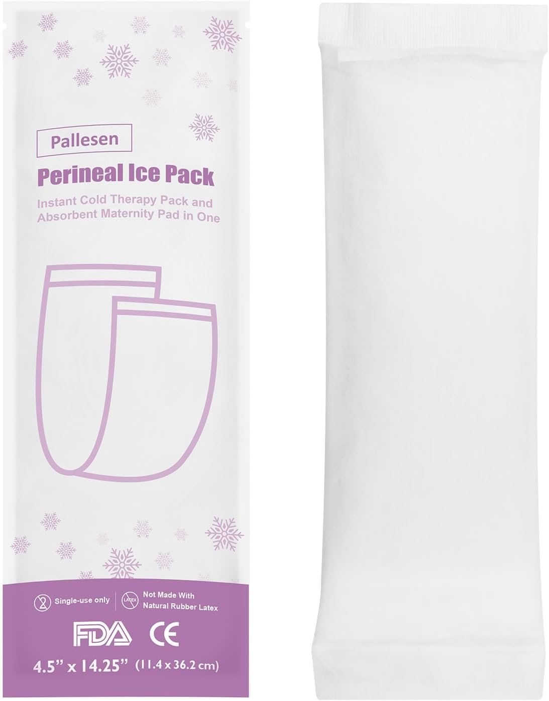 2-in-1 Postpartum Ice Pads, Instant Cooling Perineal Cold Packs, Absorbent Disposable Maternity Cold Therapy Pads for Postpartum Recovery, Soothing Perineal Comfort, Self-Adhesive Strip