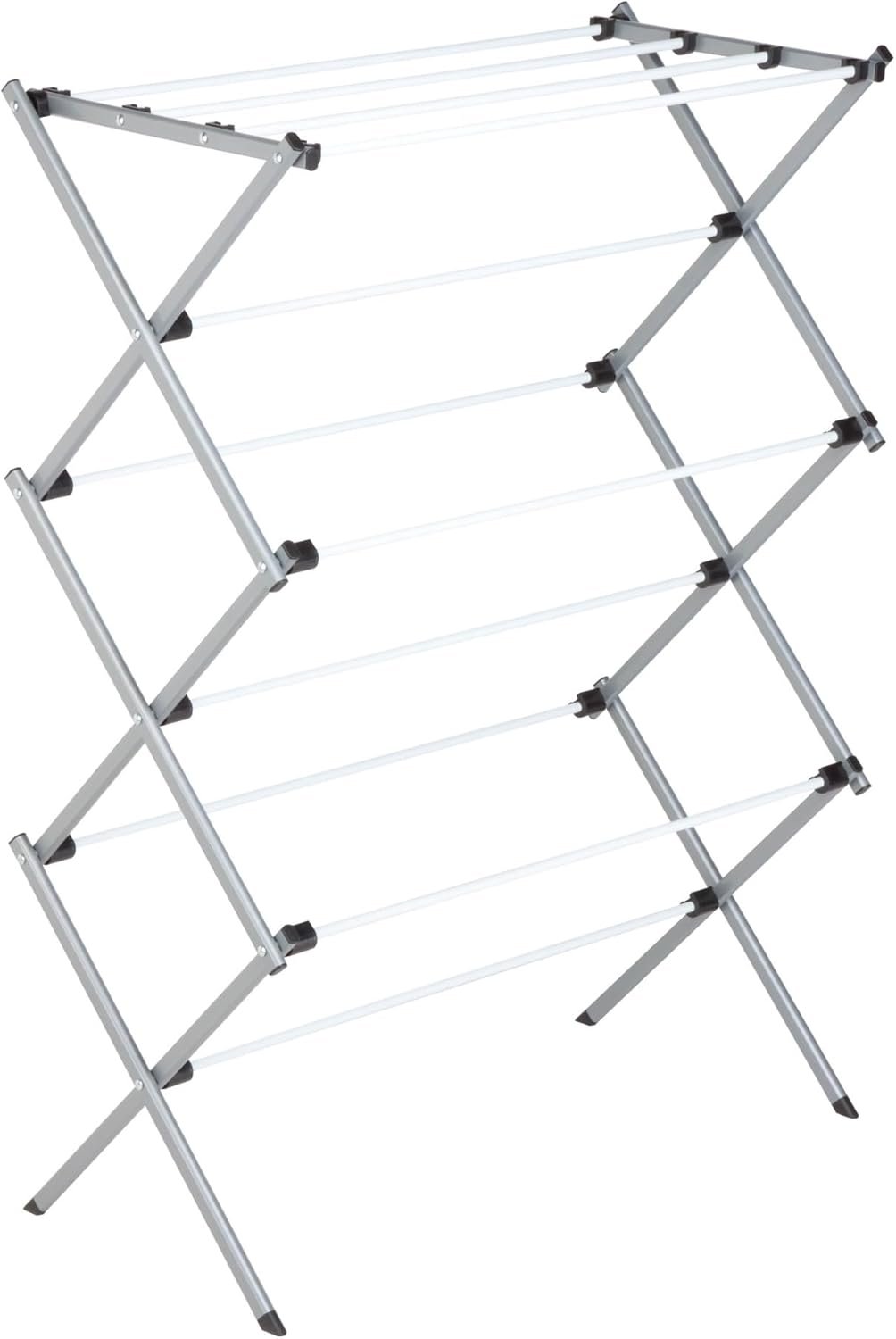 Honey-Can-Do Deluxe Metal Collapsible Clothes Drying Rack, 50 lbs, 29″ x 14.2″ x 42.1″, White & Grey