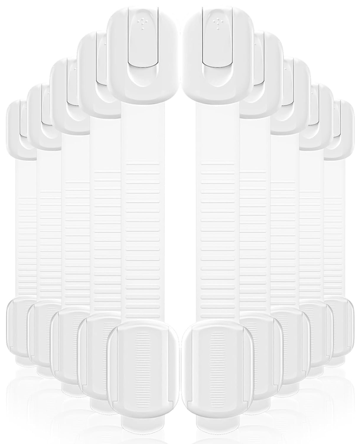 10 Pack Cabinet Locks Baby Proofing, Child Proof Cabinet Locks with 3M Adhesive – Easy Installation with Adjustable Straps, Multi-Purpose Child Safety Latches for Drawers Fridge Trash Cans Toilets